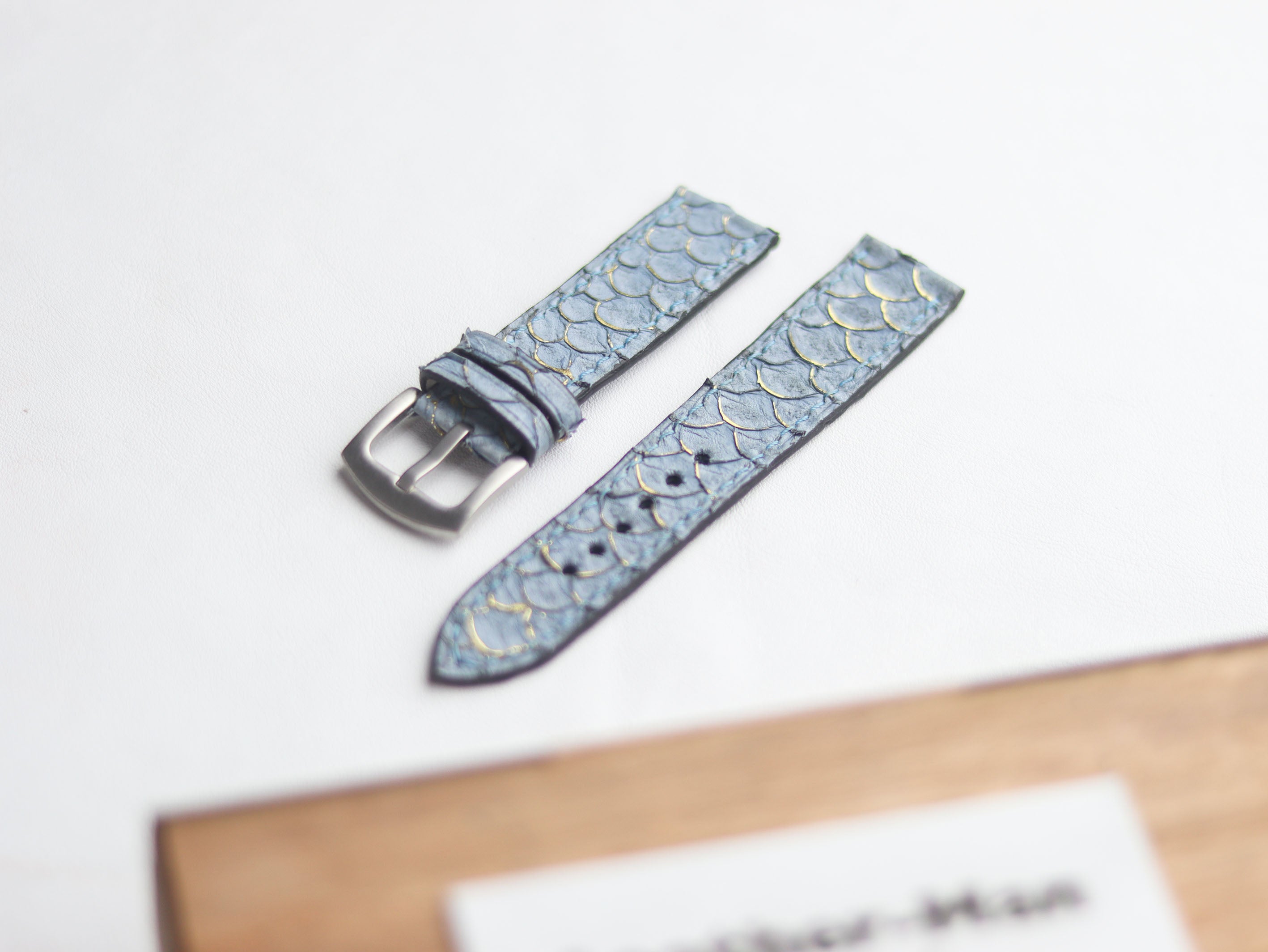 TILAPIA FISH SKIN WATCH STRAPS - DENIM BLUE