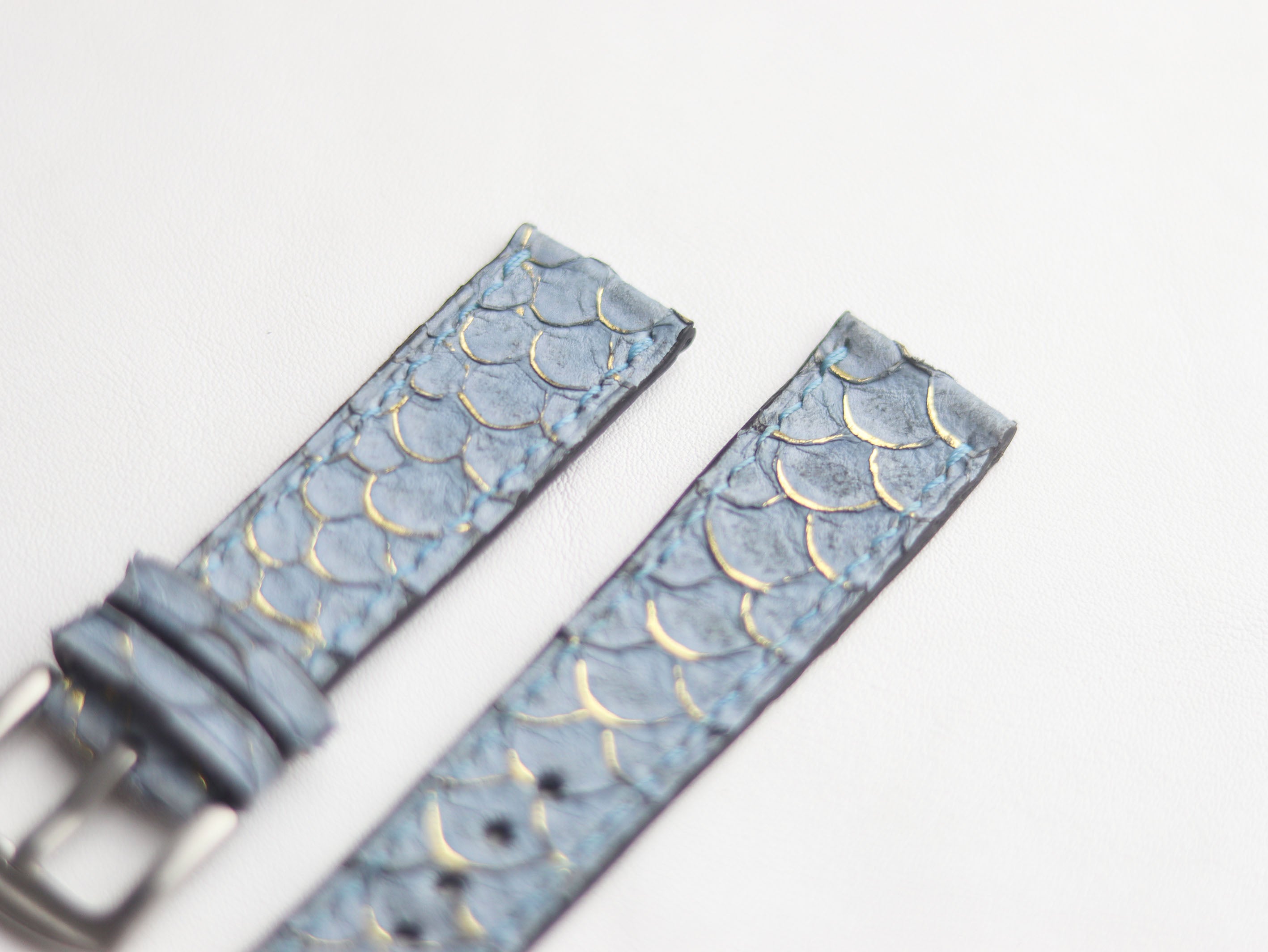 TILAPIA FISH SKIN WATCH STRAPS - DENIM BLUE