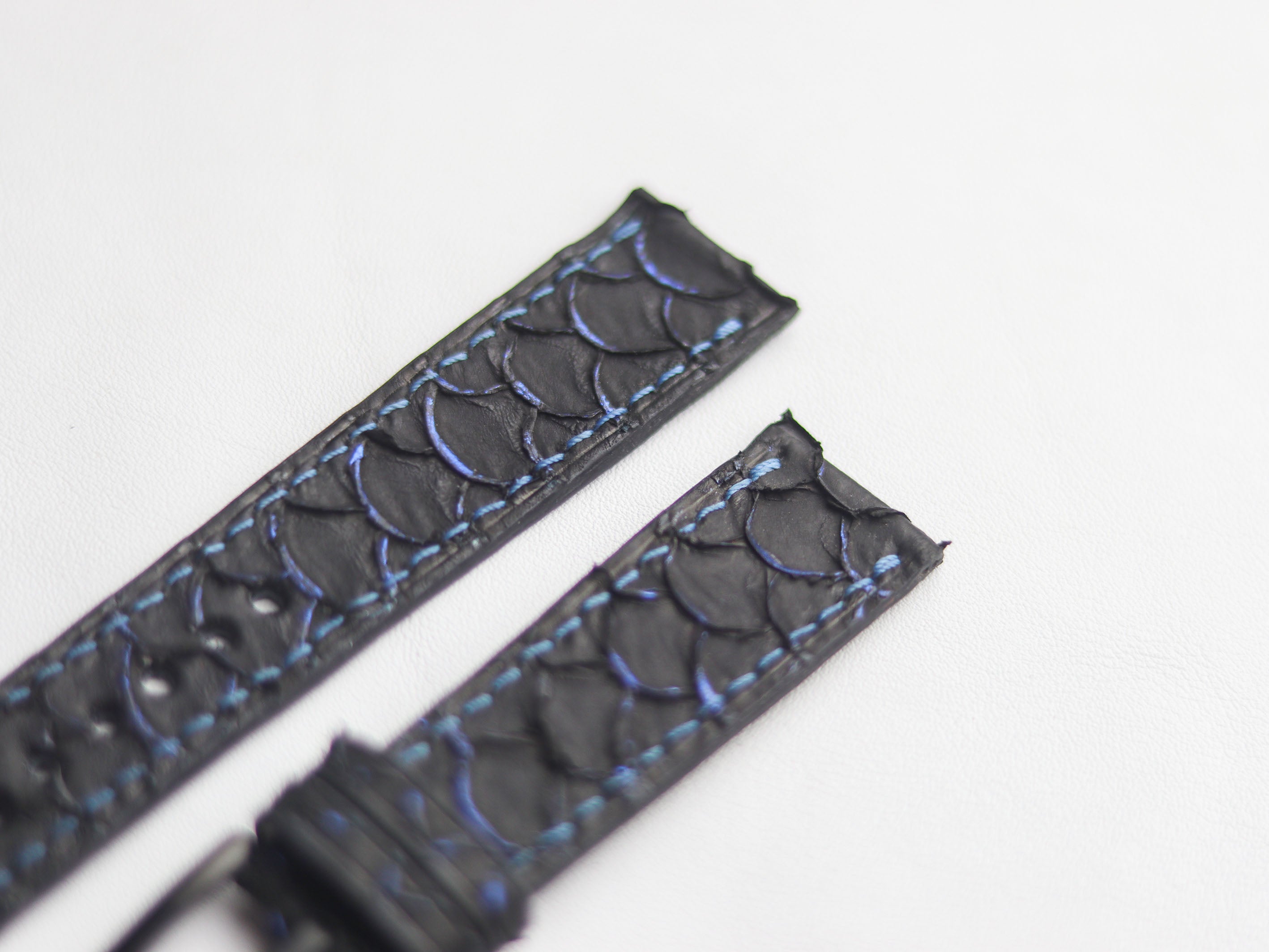 TILAPIA FISH SKIN WATCH STRAPS - ELECTRIC NEON BLUE