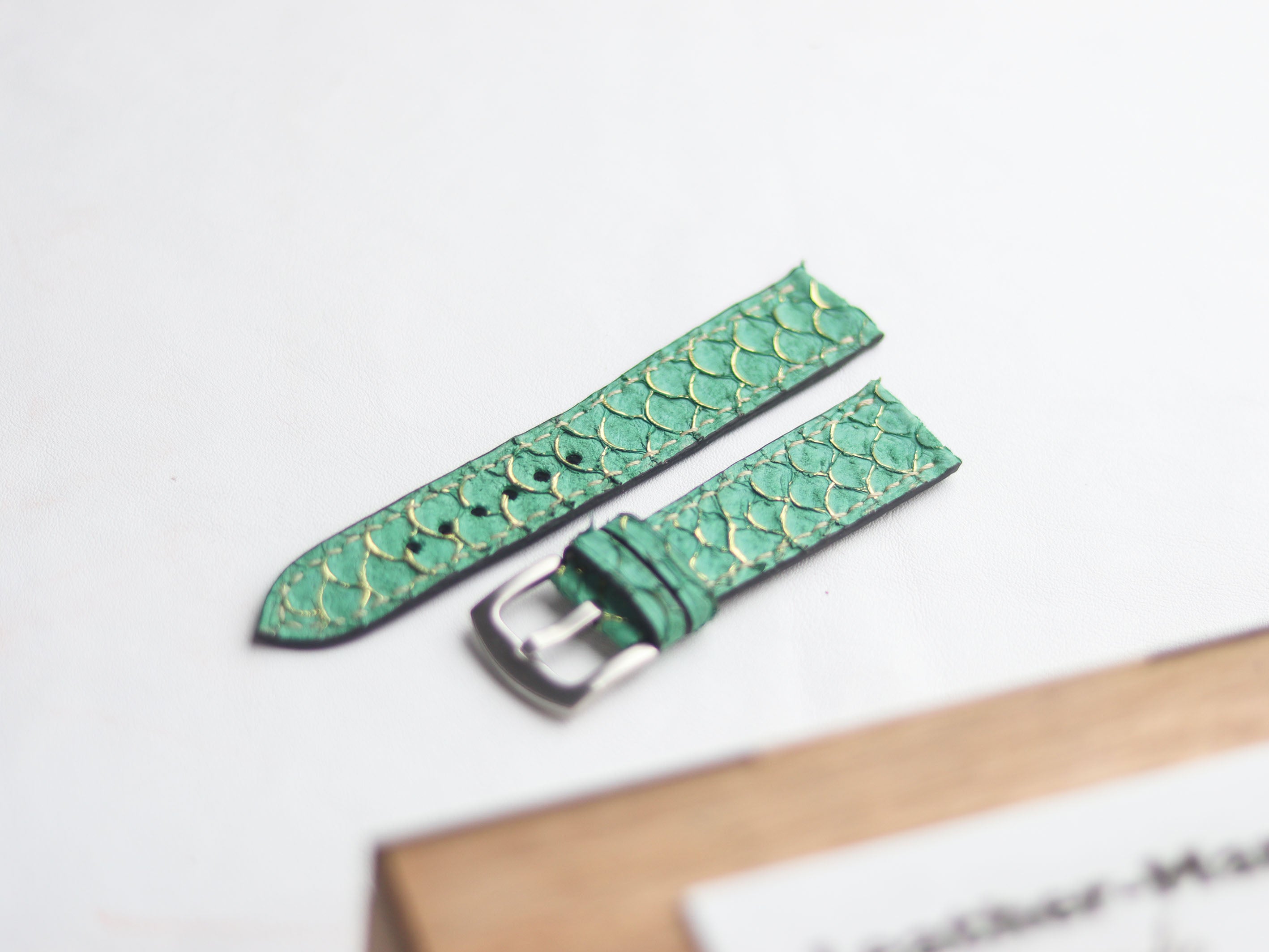 TILAPIA FISH SKIN WATCH STRAPS - SEA FOAM GREEN