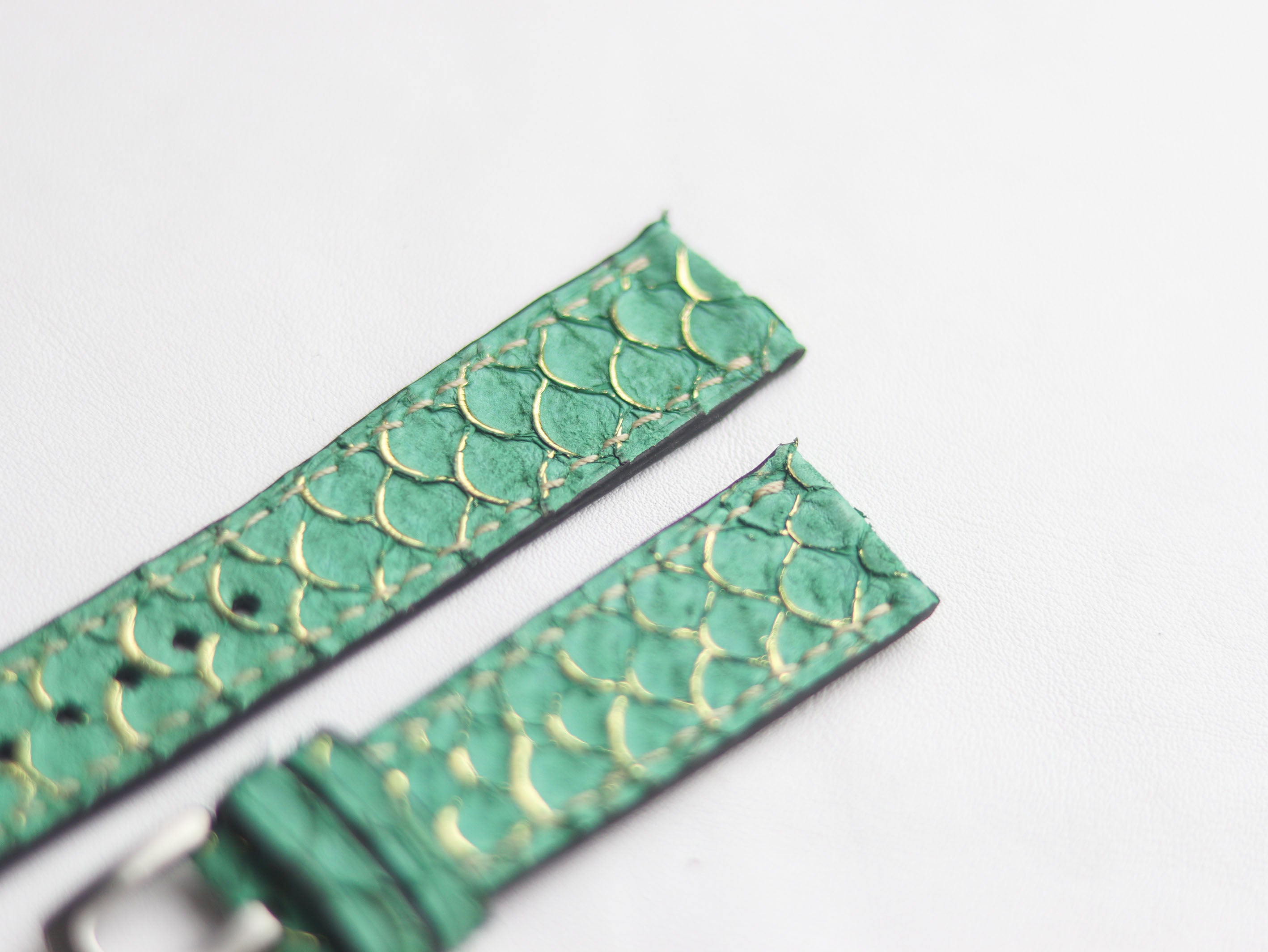 TILAPIA FISH SKIN WATCH STRAPS - SEA FOAM GREEN