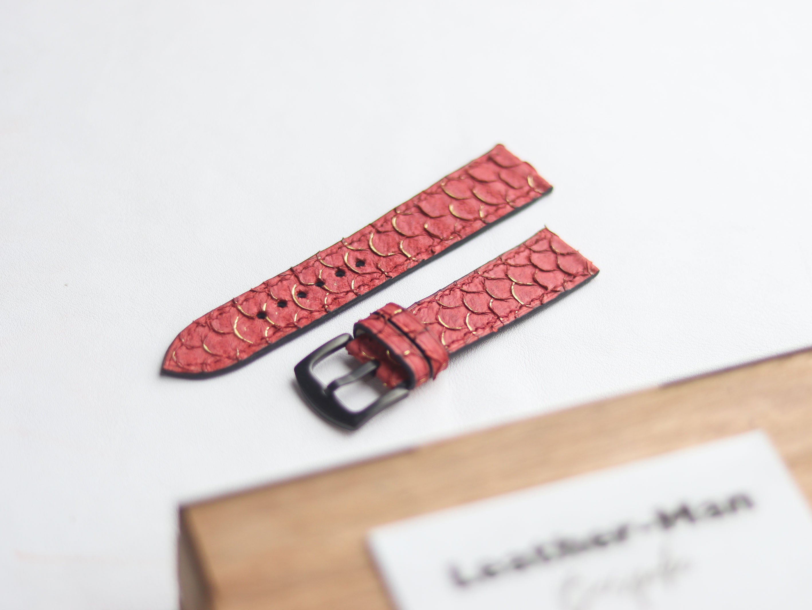 TILAPIA FISH SKIN WATCH STRAPS - VIVID BURGUNDY