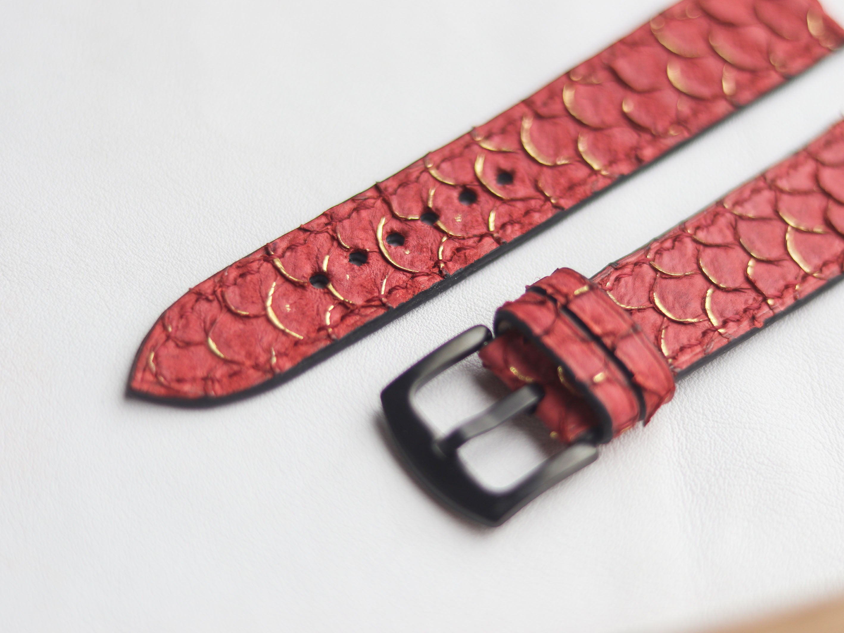 TILAPIA FISH SKIN WATCH STRAPS - VIVID BURGUNDY