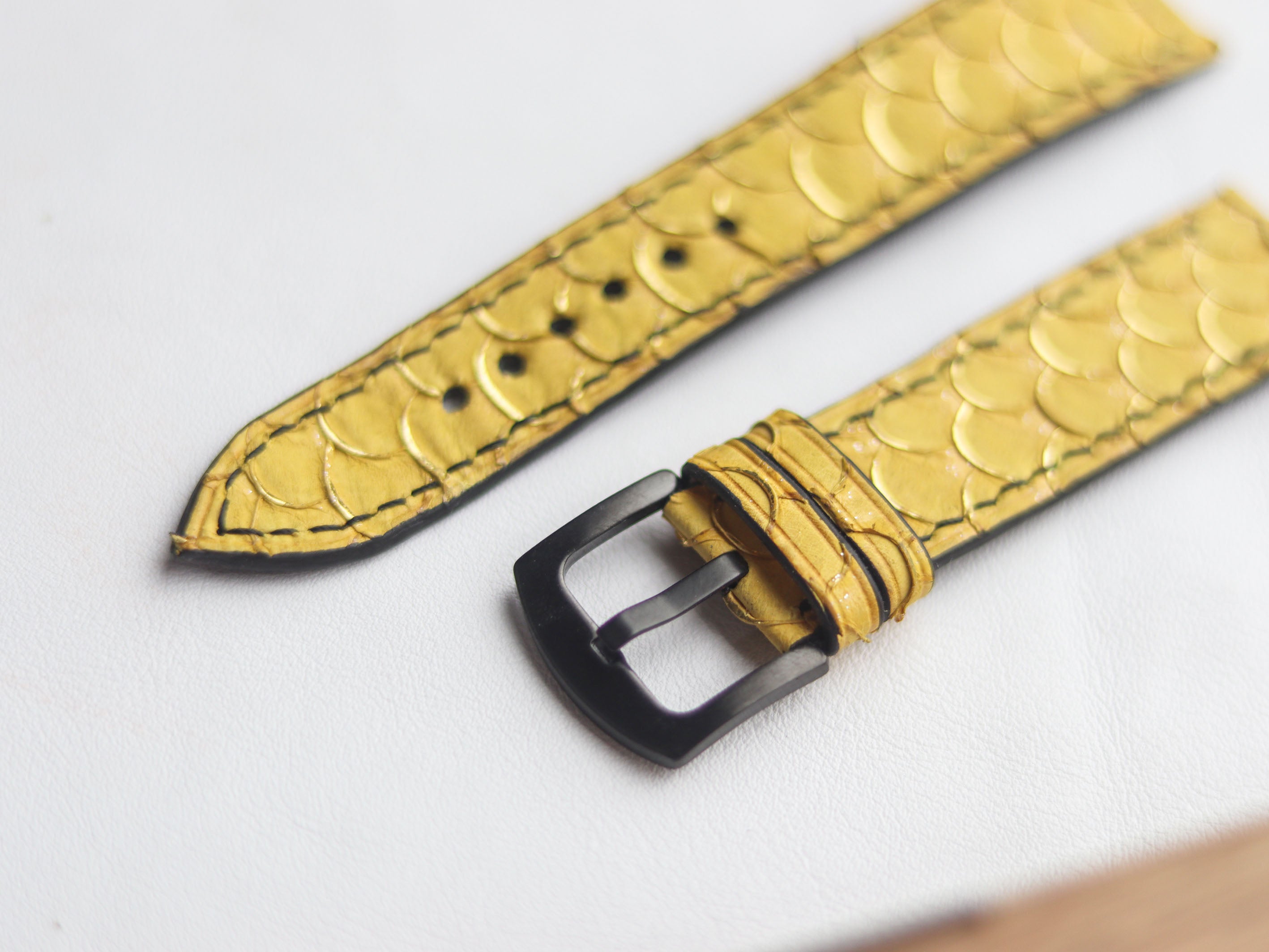 TILAPIA FISH SKIN WATCH STRAPS -CANARY YELLOW