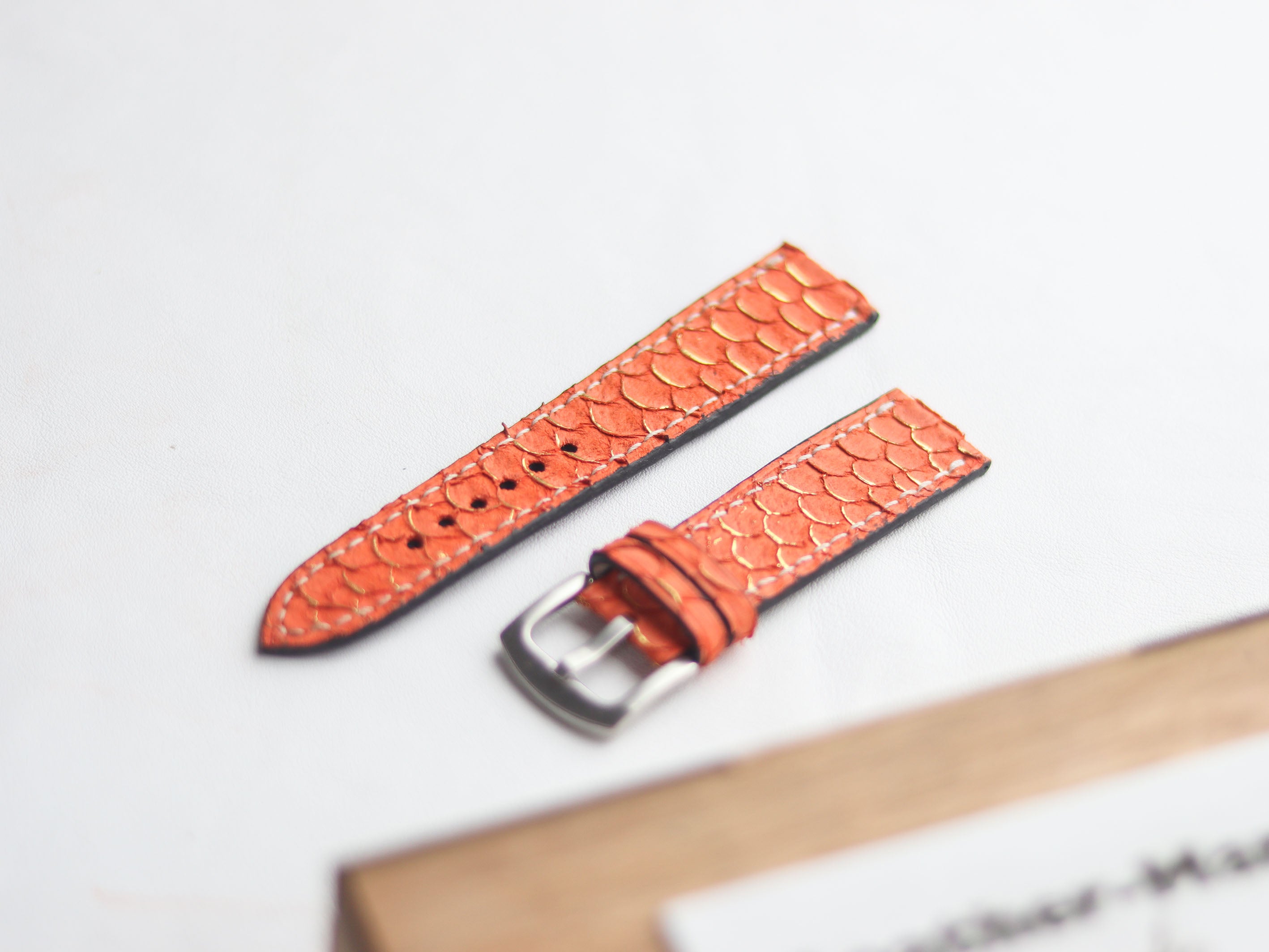 TILAPIA FISH SKIN WATCH STRAPS - PUMPKIN ORANGE