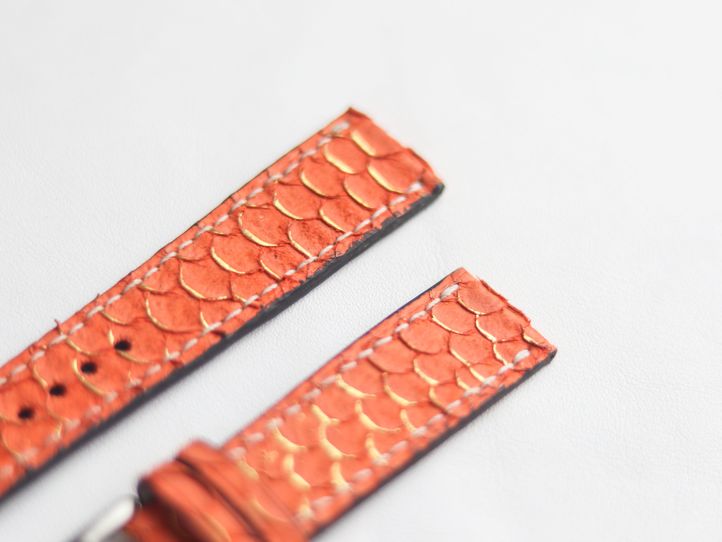 TILAPIA FISH SKIN WATCH STRAPS - PUMPKIN ORANGE