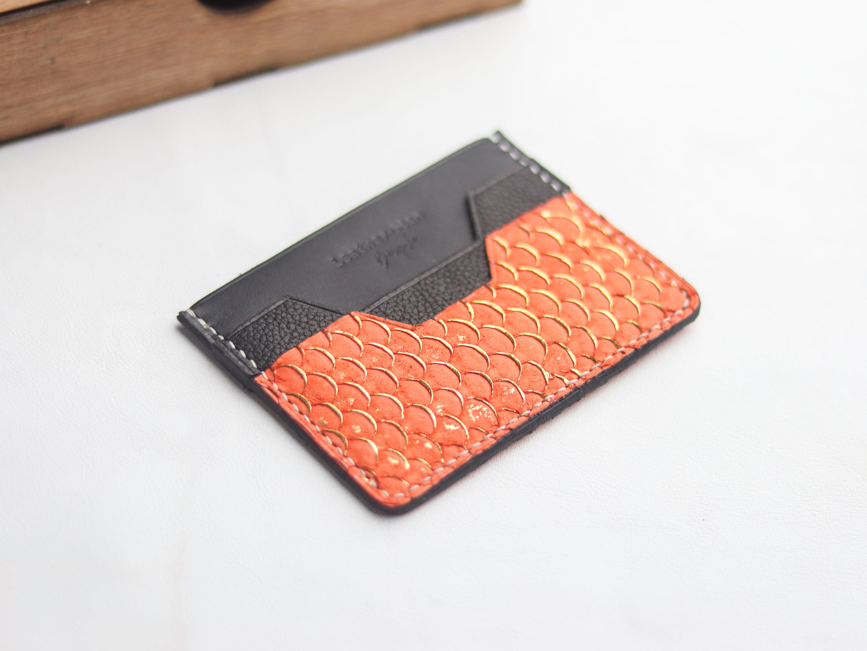 AUGUSTUS - MINIMAL WALLET PUMPKIN ORANGE TILAPIA FISH SKIN