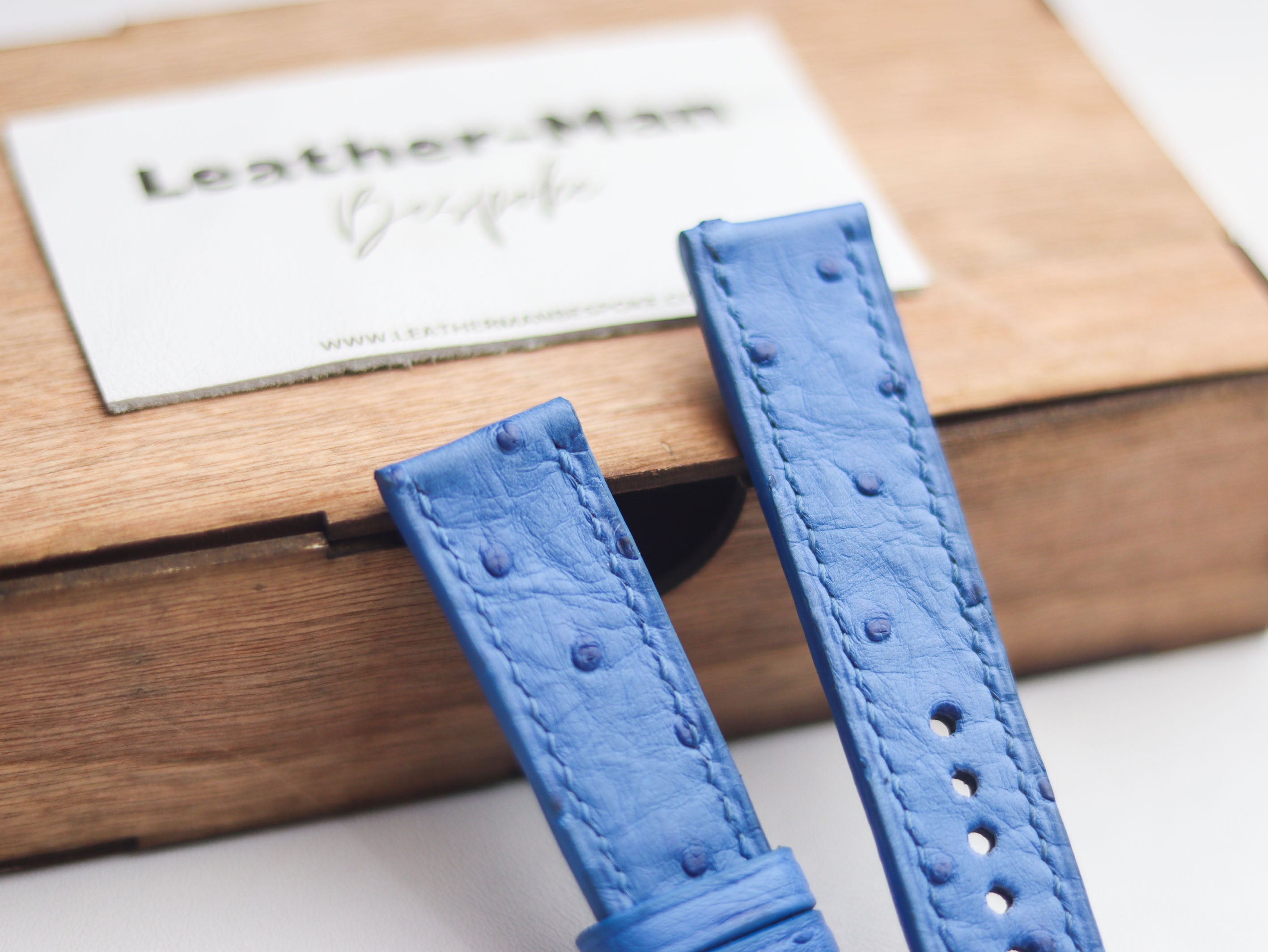 OSTRICH SKIN WATCH STRAPS - AZURE BLUE (FOLLICLE)