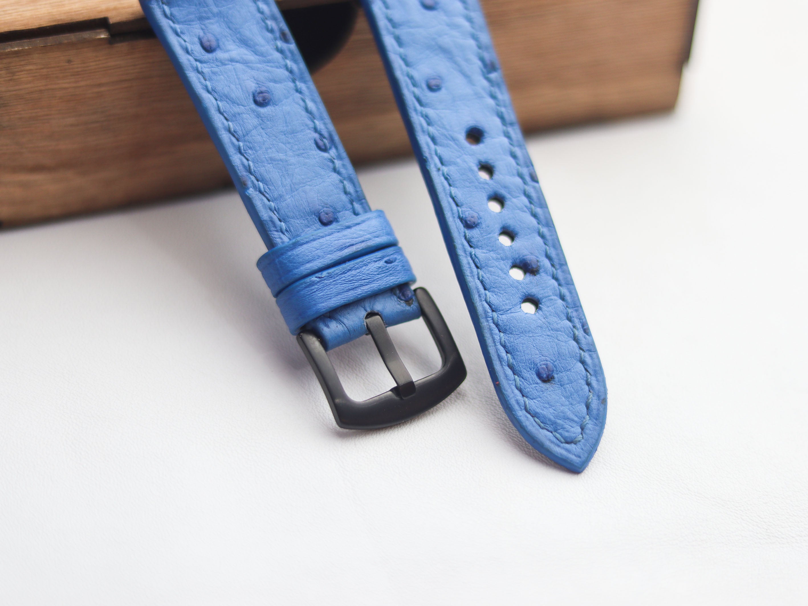 OSTRICH SKIN WATCH STRAPS - PARAKEET GREEN (FOLLICLE)