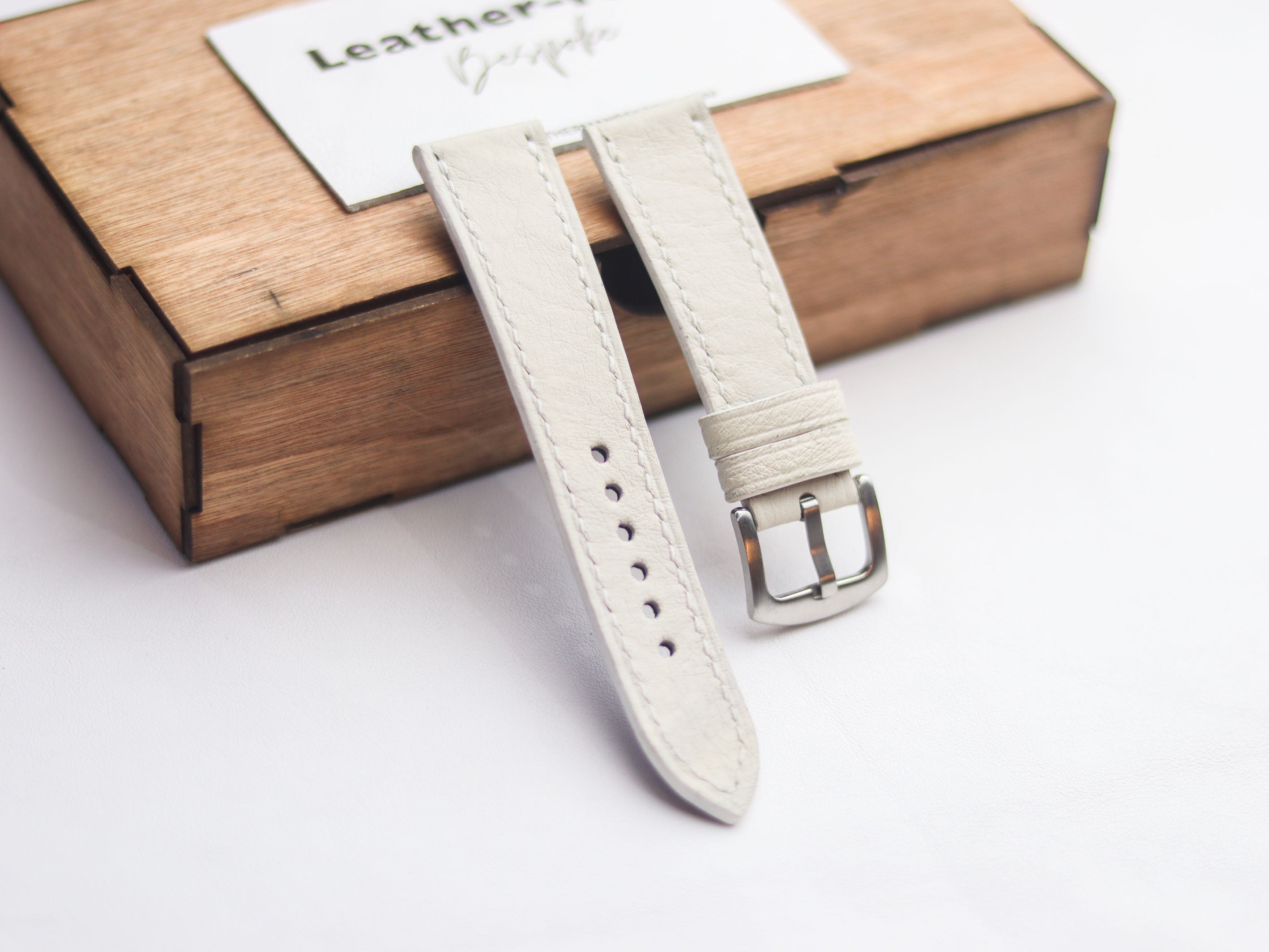 OSTRICH SKIN WATCH STRAPS - SERBING WHITE (NON-FOLLICLE)