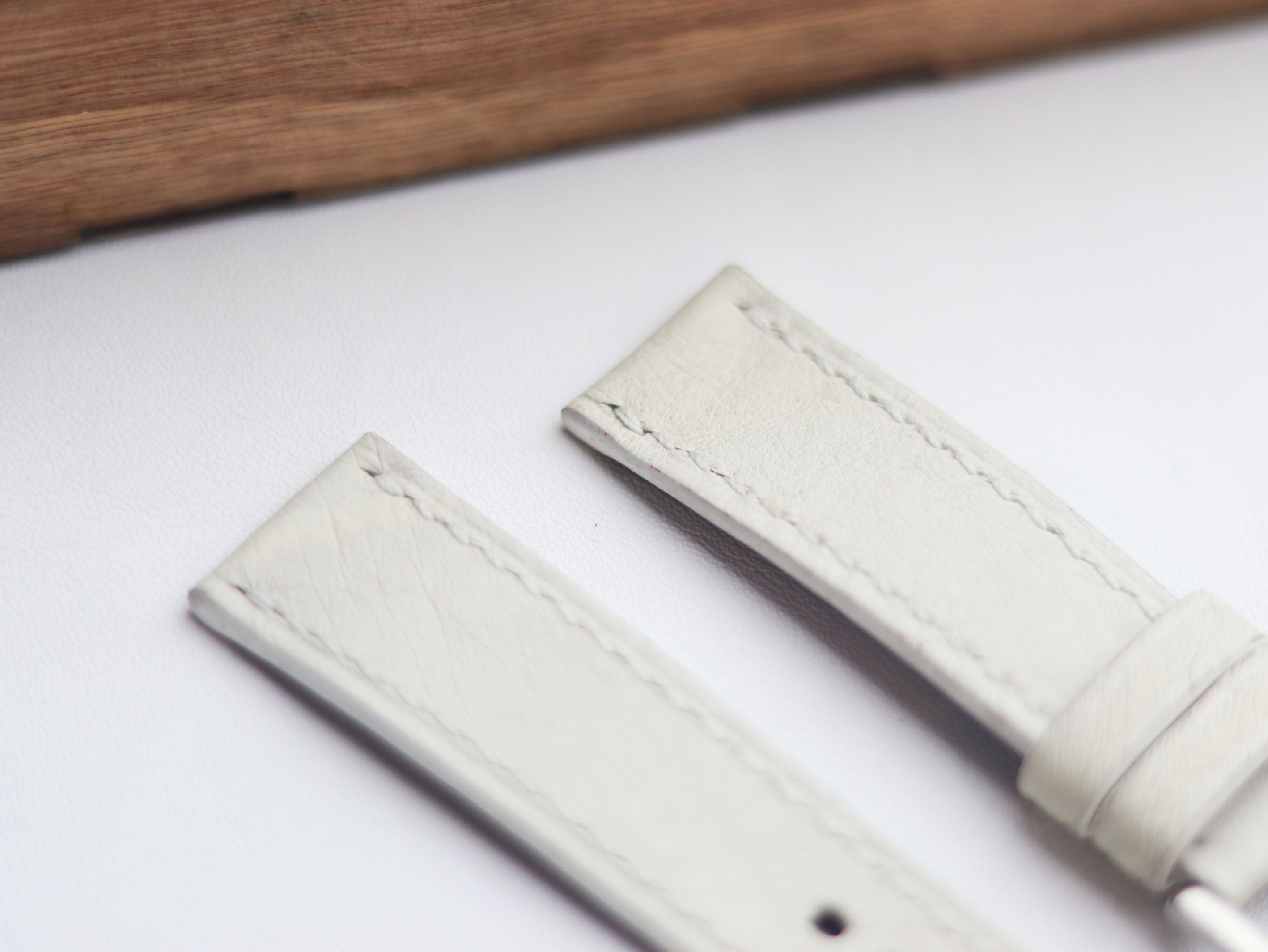 OSTRICH SKIN WATCH STRAPS - SERBING WHITE (NON-FOLLICLE)