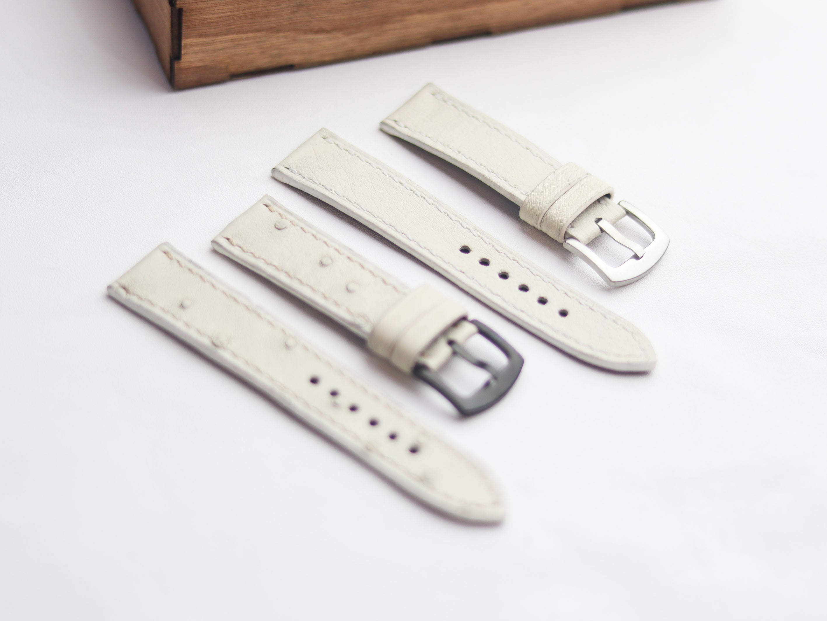 OSTRICH SKIN WATCH STRAPS - SERBING WHITE (FOLLICLE)