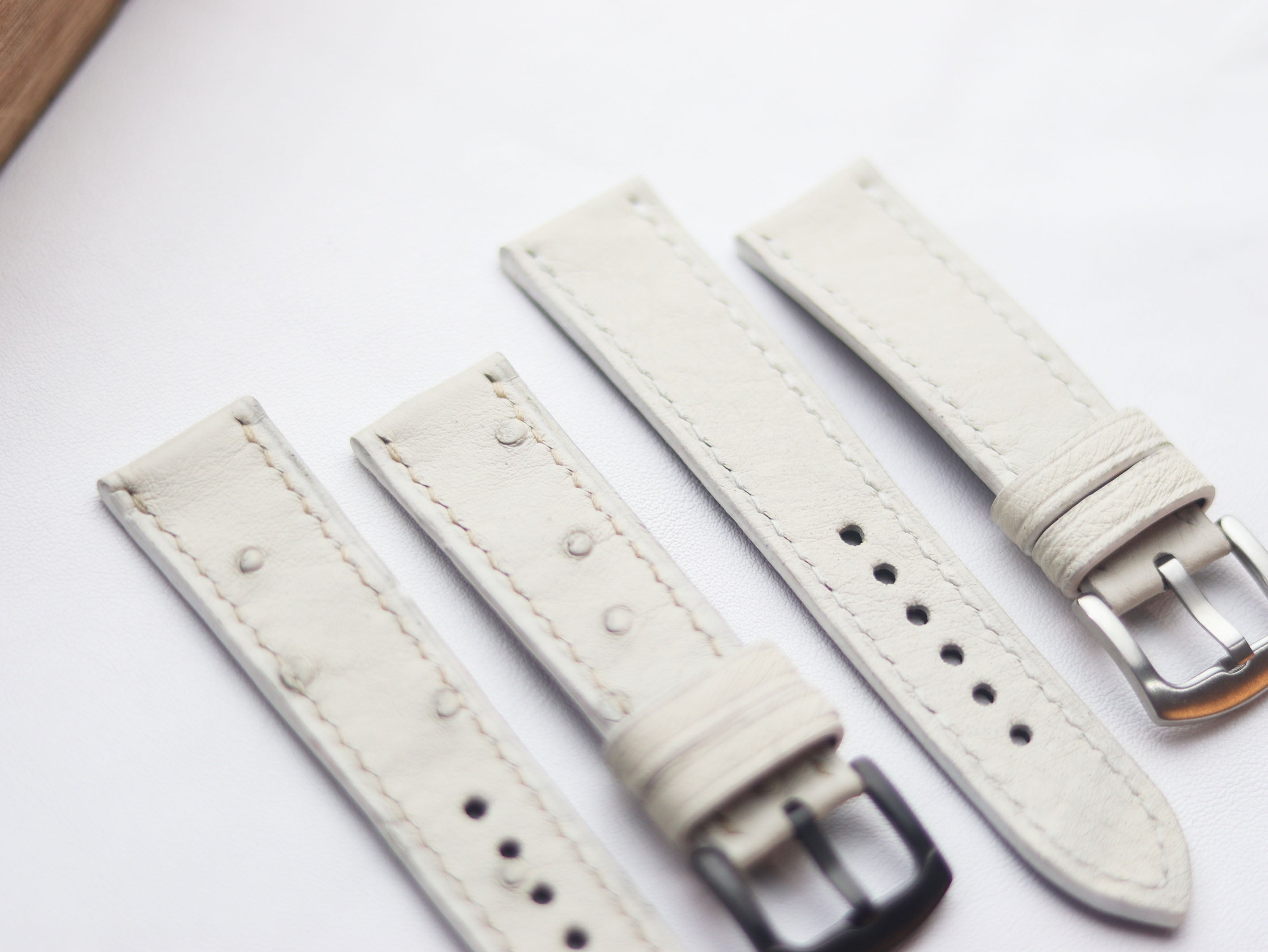 OSTRICH SKIN WATCH STRAPS - SERBING WHITE (FOLLICLE)