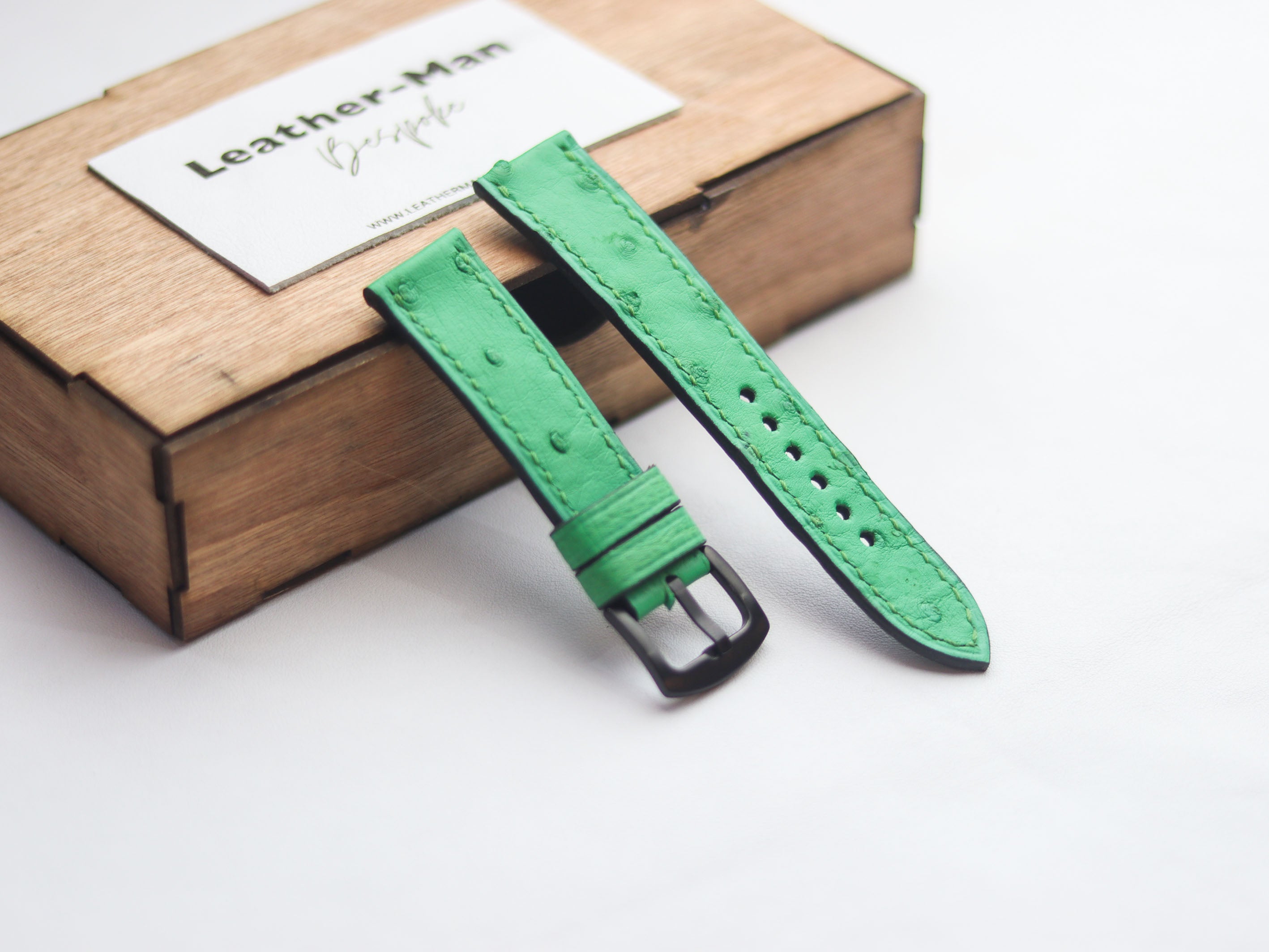 OSTRICH SKIN WATCH STRAPS - PARAKEET GREEN (FOLLICLE)