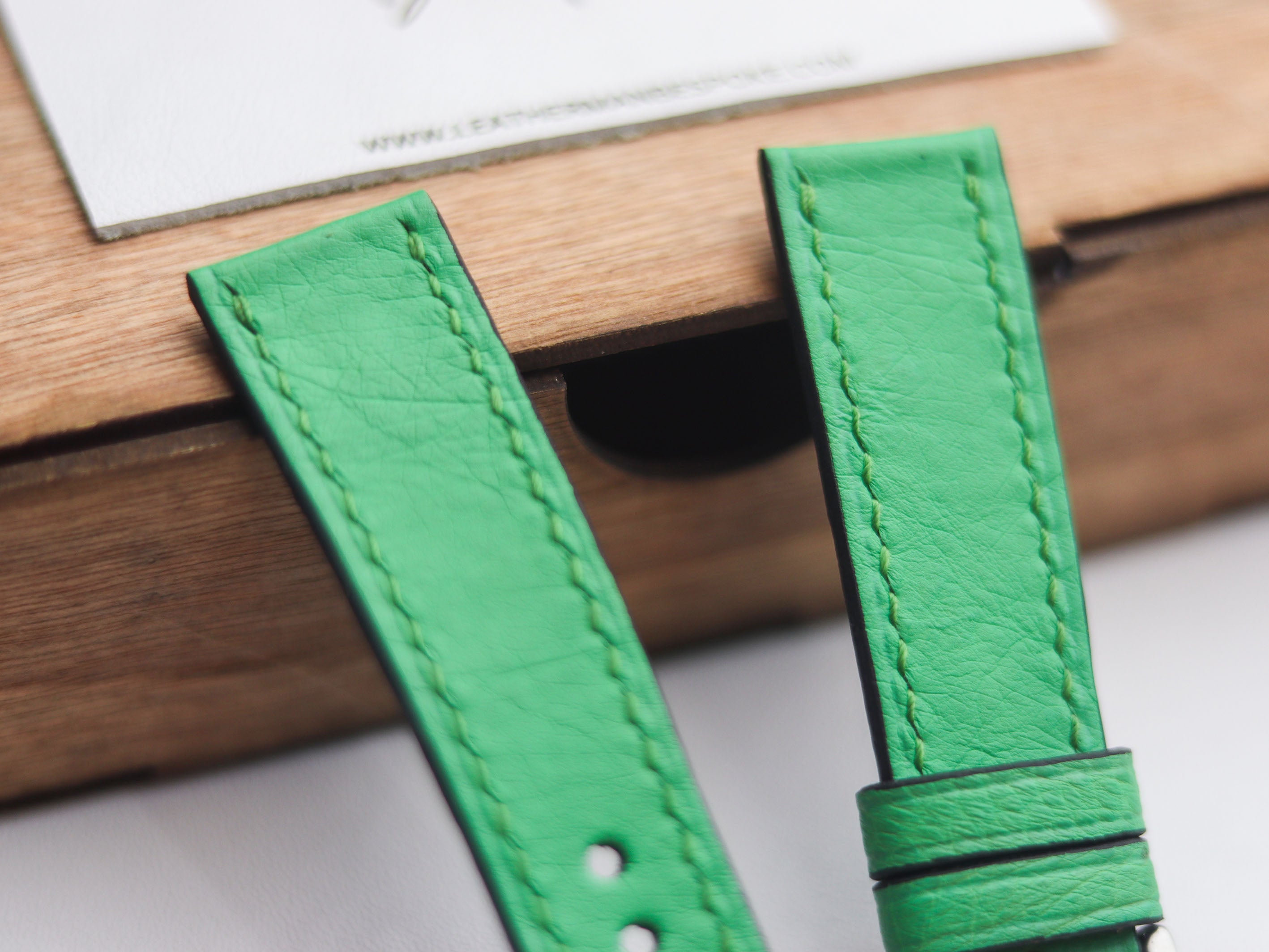 OSTRICH SKIN WATCH STRAPS - PARAKEET GREEN (NON-FOLLICLE)