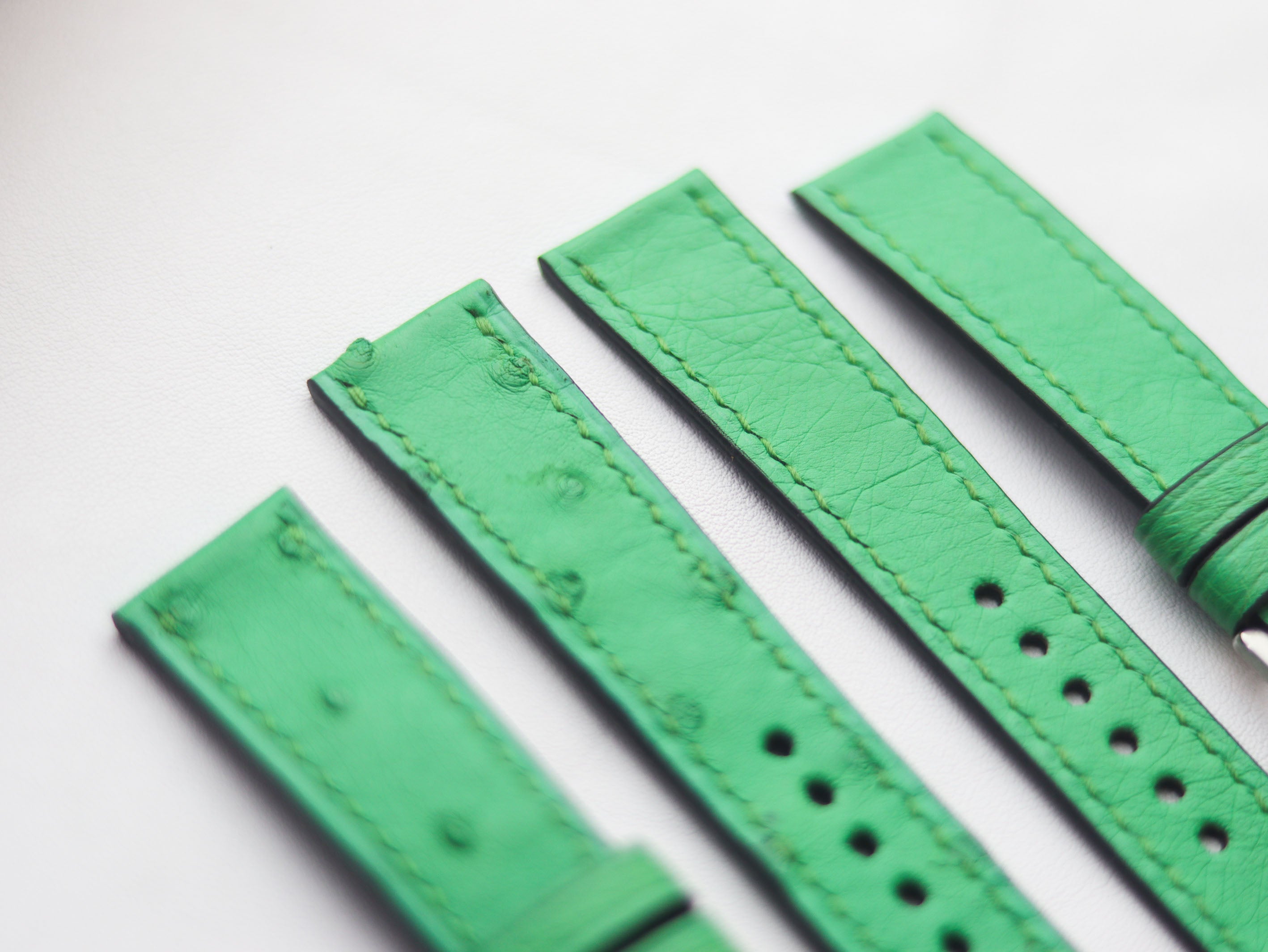 OSTRICH SKIN WATCH STRAPS - PARAKEET GREEN (NON-FOLLICLE)