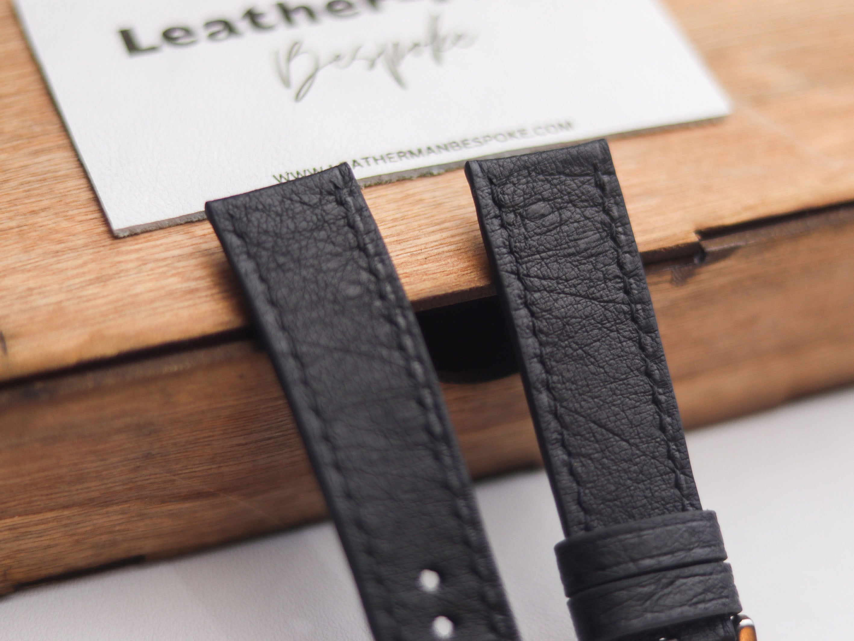 OSTRICH SKIN WATCH STRAPS - RAVEN BLACK (NON-FOLLICLE)