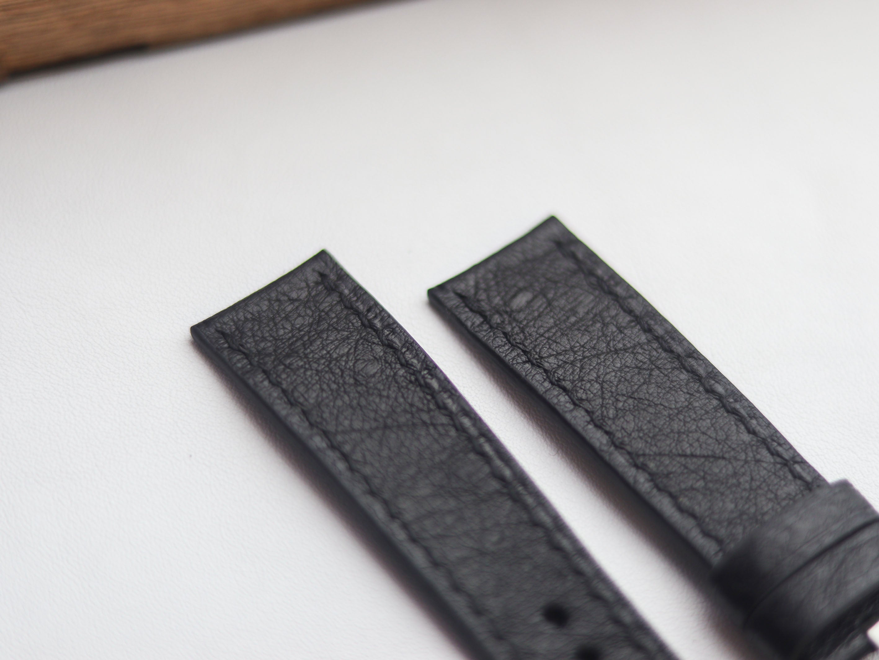 OSTRICH SKIN WATCH STRAPS - RAVEN BLACK (NON-FOLLICLE)