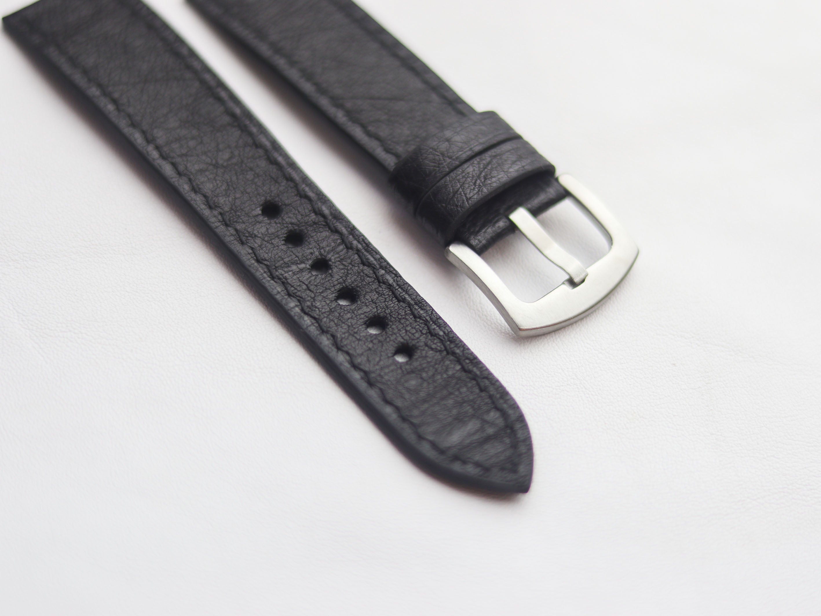 OSTRICH SKIN WATCH STRAPS - RAVEN BLACK (NON-FOLLICLE)