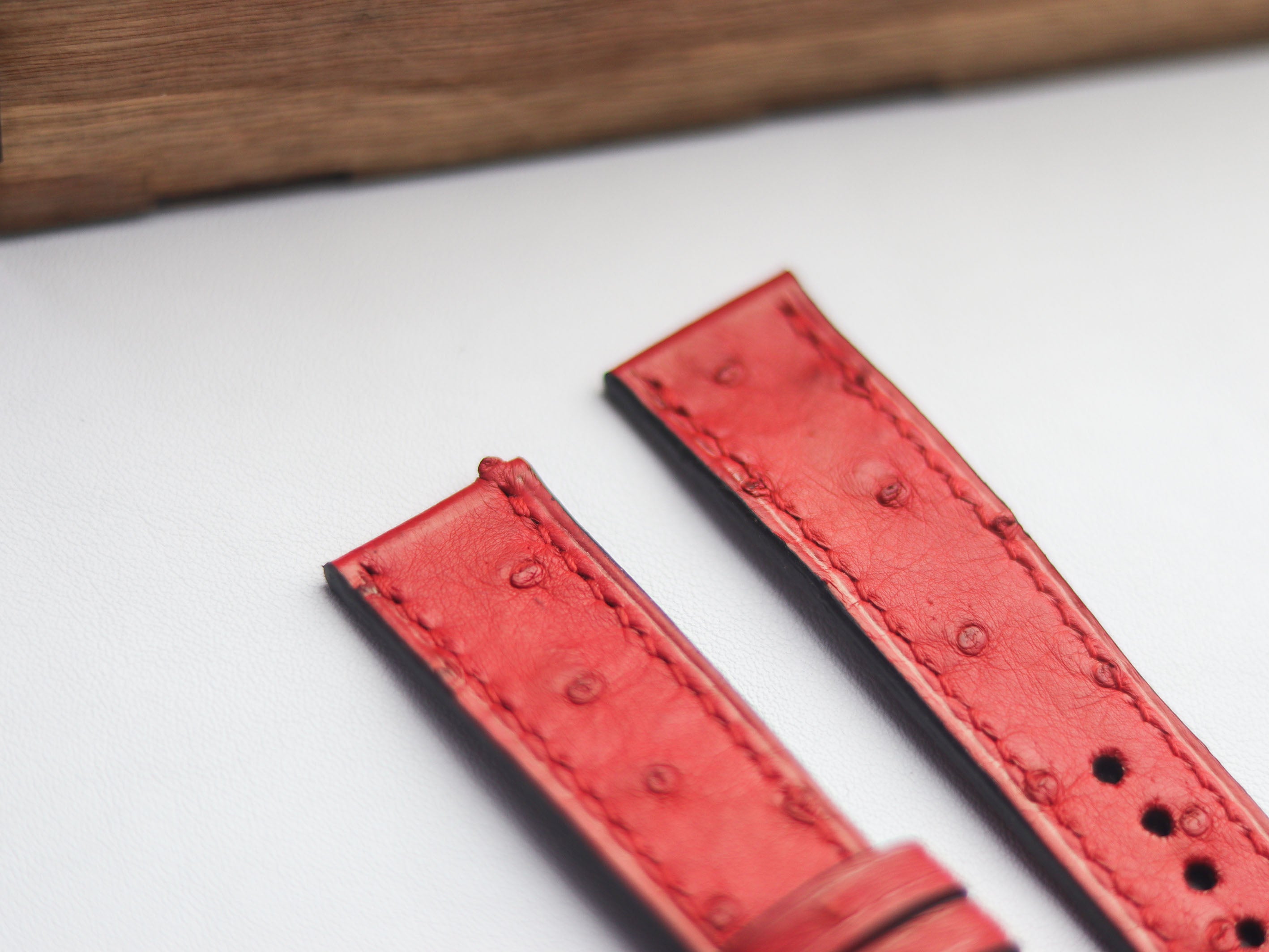 OSTRICH SKIN WATCH STRAPS - CLASSIC RED (FOLLICLE)