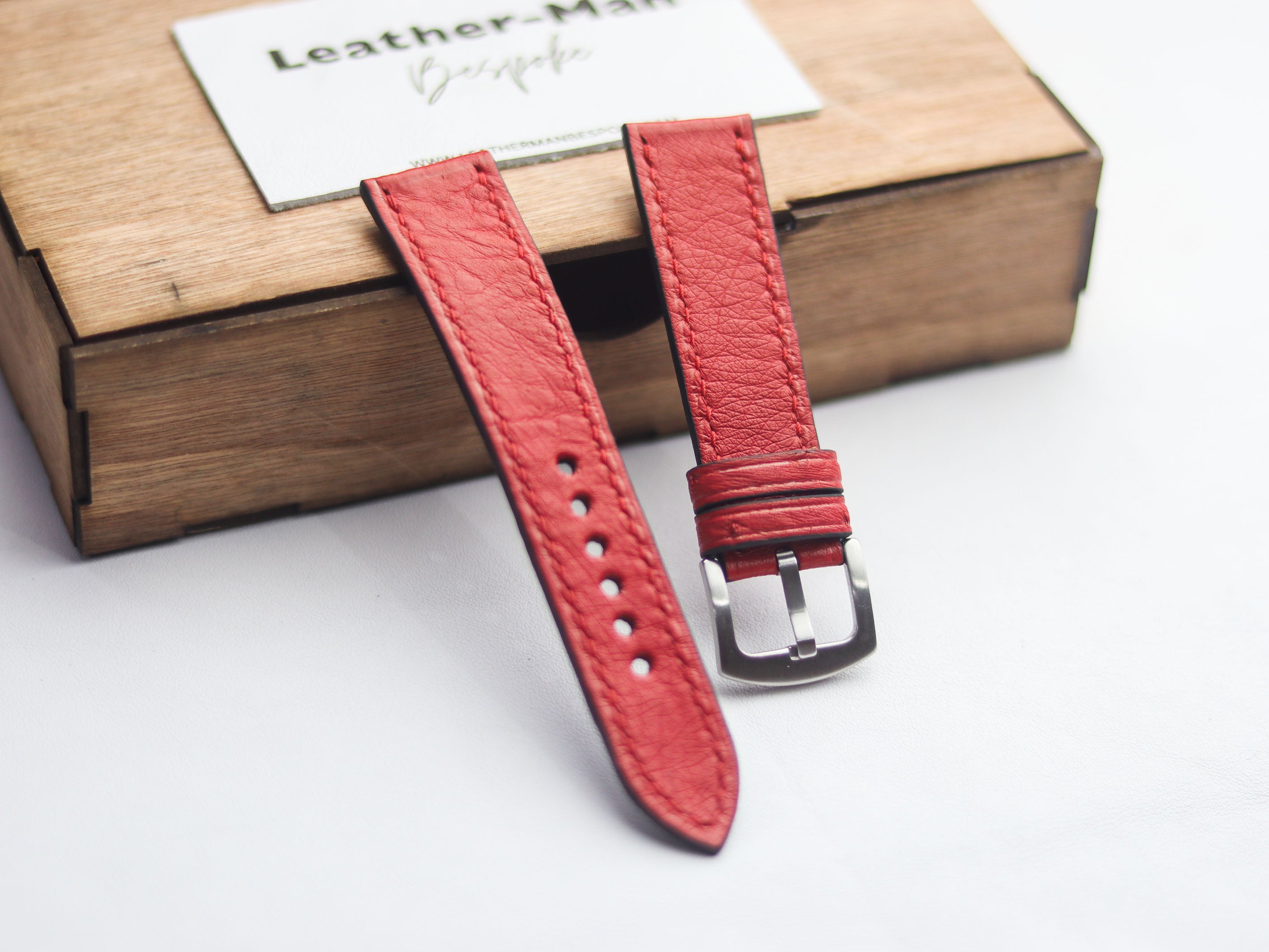 OSTRICH SKIN WATCH STRAPS - CLASSIC RED (NON-FOLLICLE)