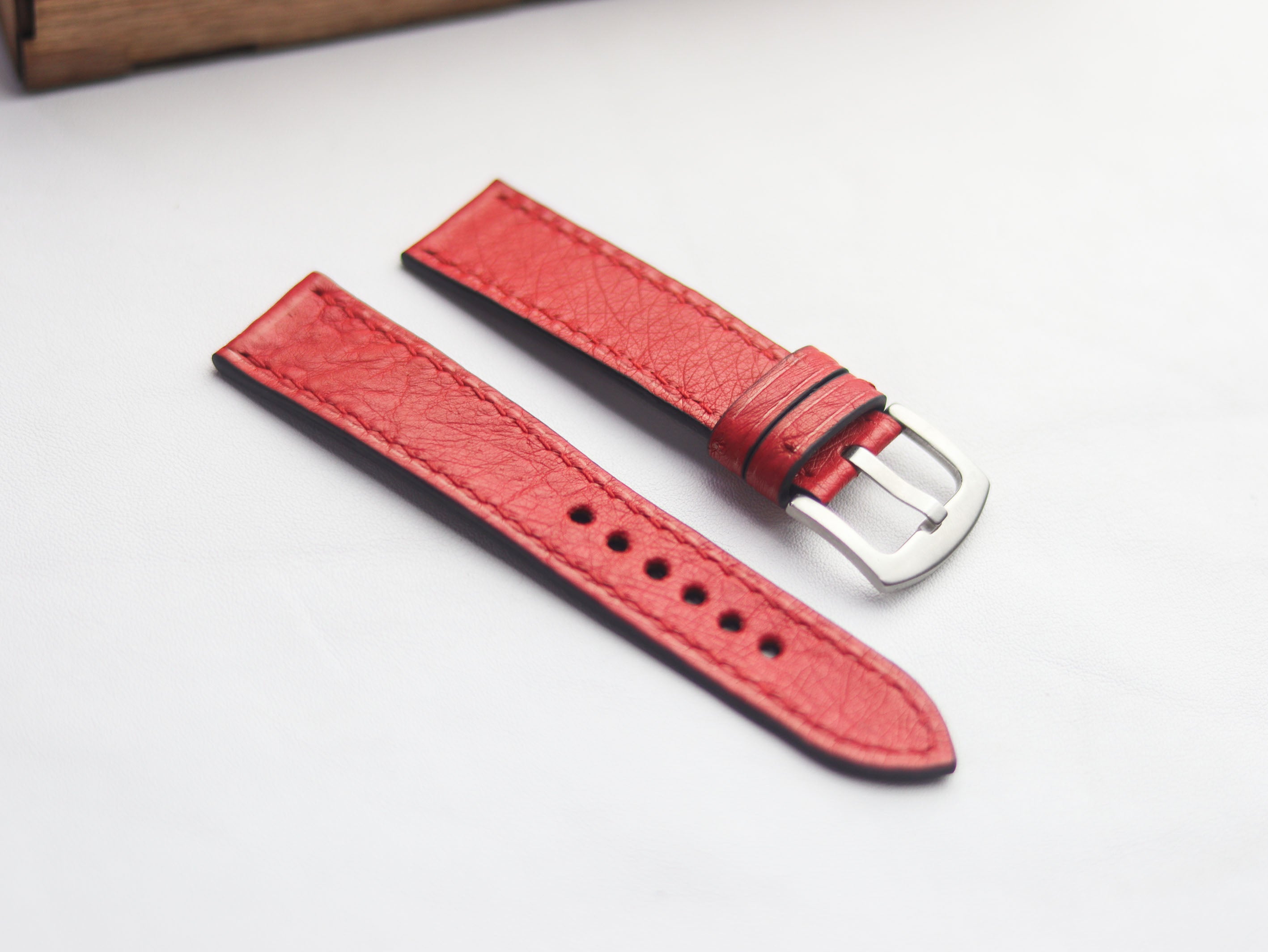 OSTRICH SKIN WATCH STRAPS - CLASSIC RED (NON-FOLLICLE)