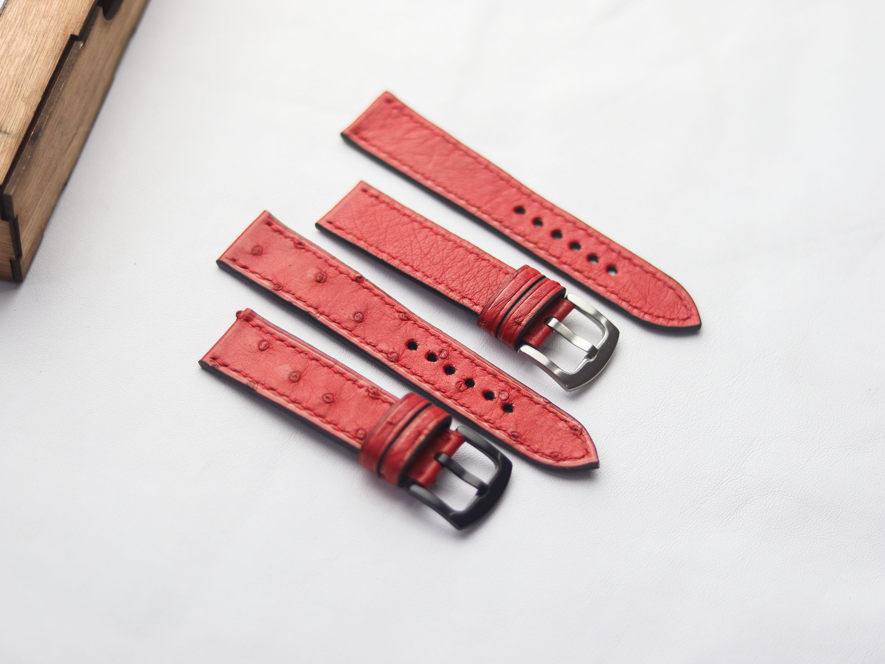 OSTRICH SKIN WATCH STRAPS - CLASSIC RED (NON-FOLLICLE)