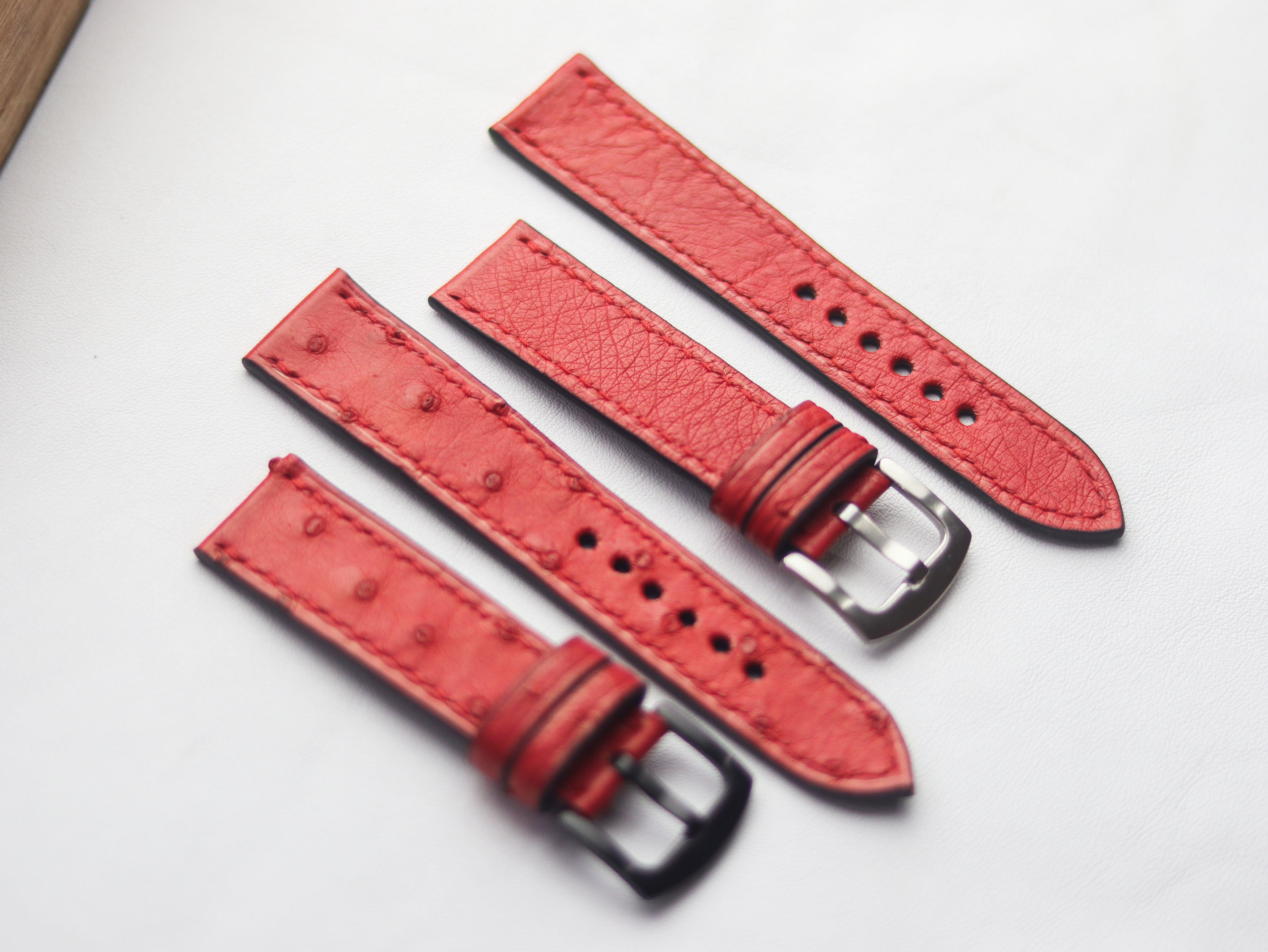 OSTRICH SKIN WATCH STRAPS - CLASSIC RED (FOLLICLE)