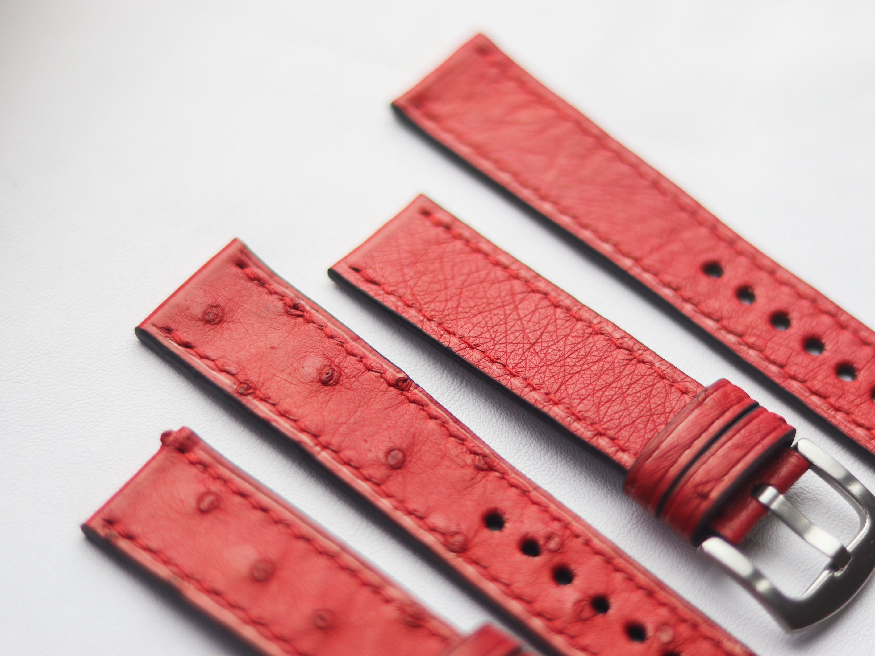 OSTRICH SKIN WATCH STRAPS - CLASSIC RED (FOLLICLE)