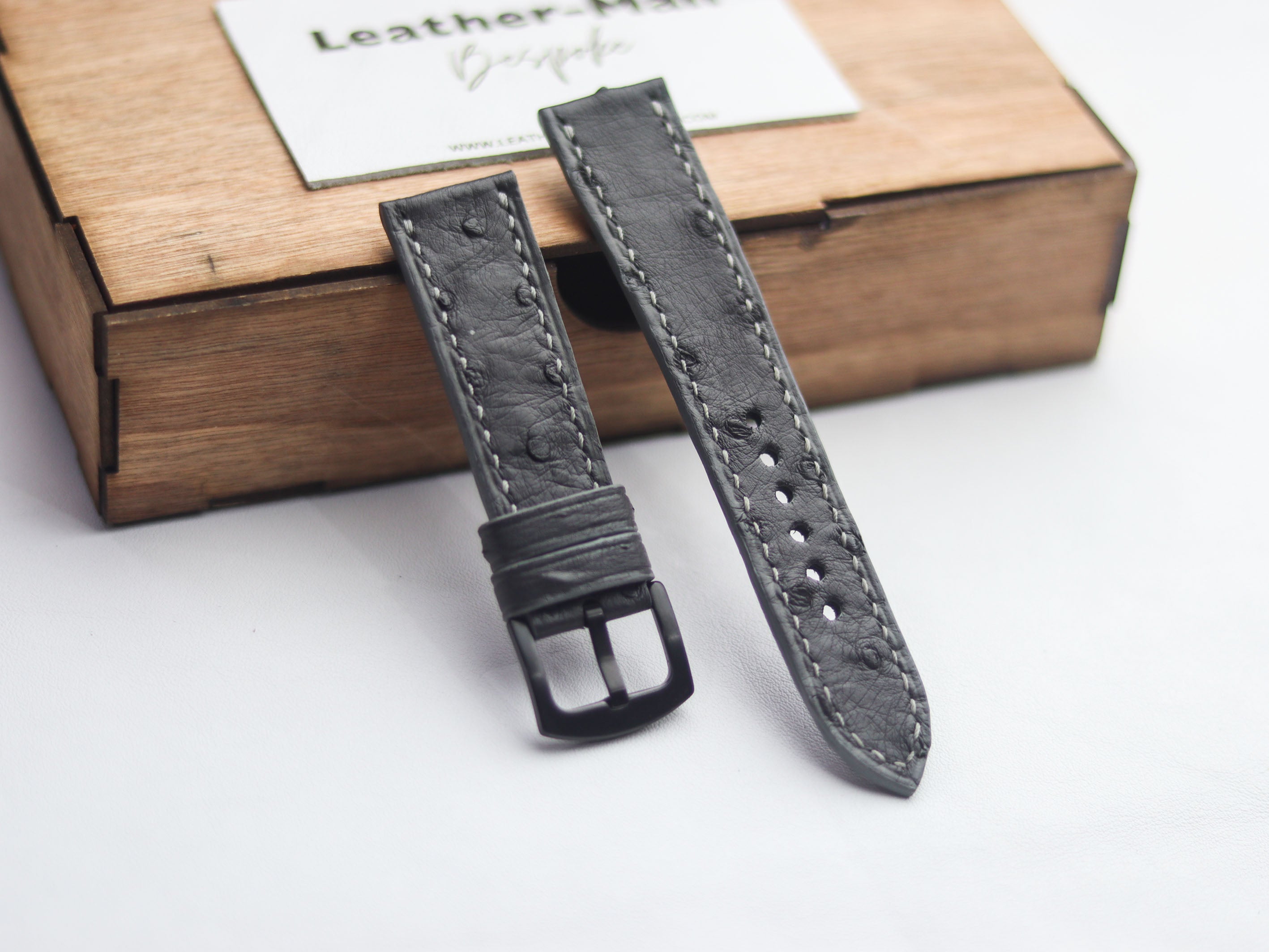 OSTRICH SKIN WATCH STRAPS - SHARK GRAY (FOLLICLE)