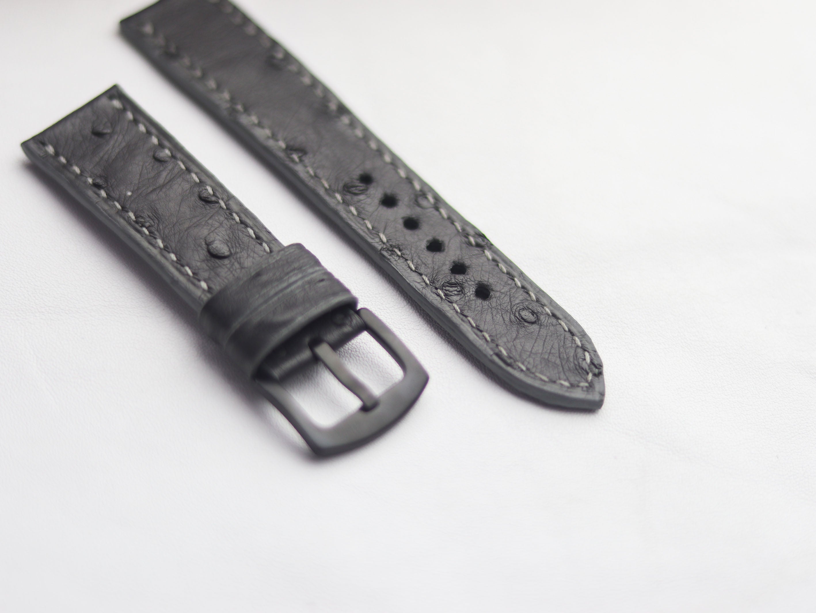 OSTRICH SKIN WATCH STRAPS - SHARK GRAY (FOLLICLE)