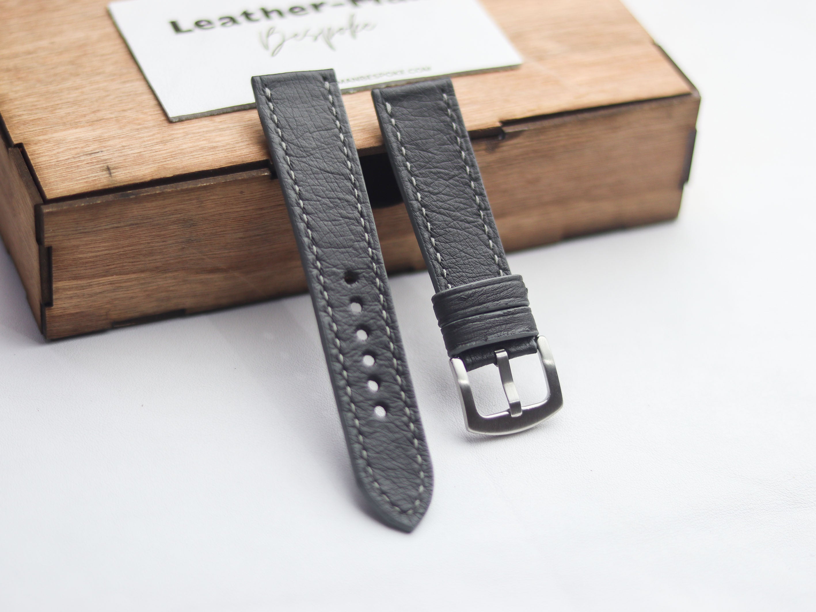 OSTRICH SKIN WATCH STRAPS - SHARK GRAY (NON-FOLLICLE)