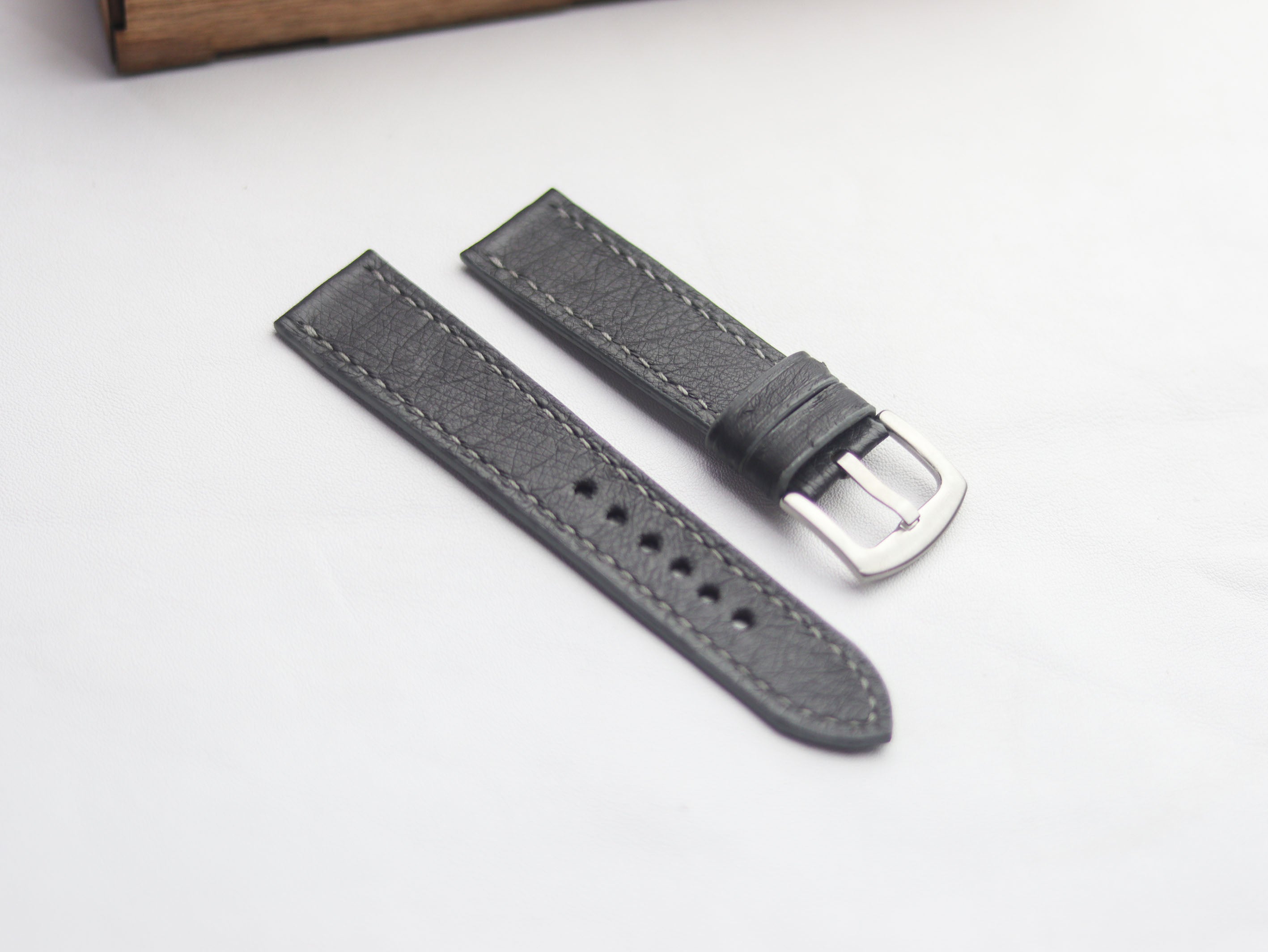 OSTRICH SKIN WATCH STRAPS - SHARK GRAY (NON-FOLLICLE)