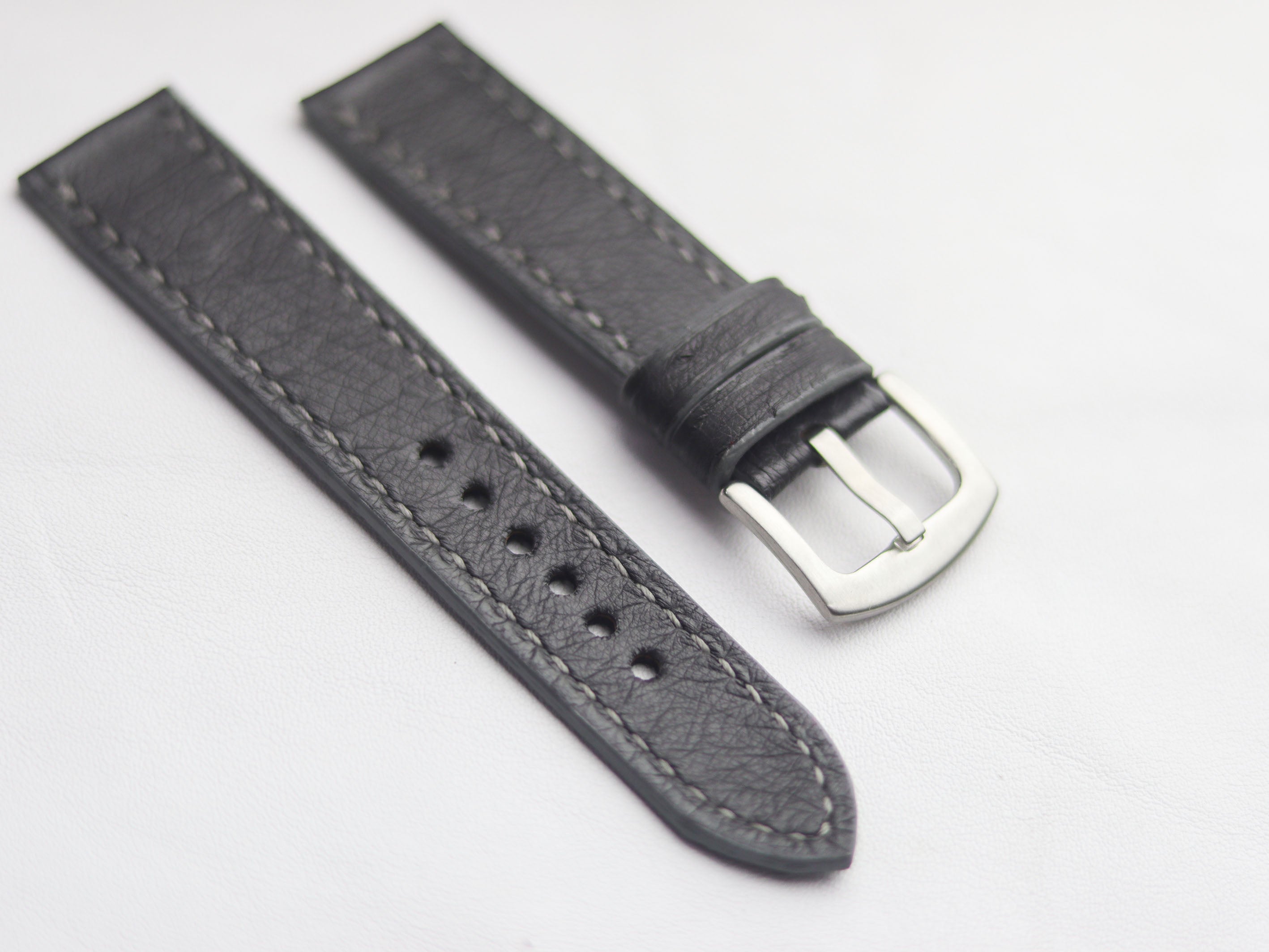 OSTRICH SKIN WATCH STRAPS - SHARK GRAY (NON-FOLLICLE)