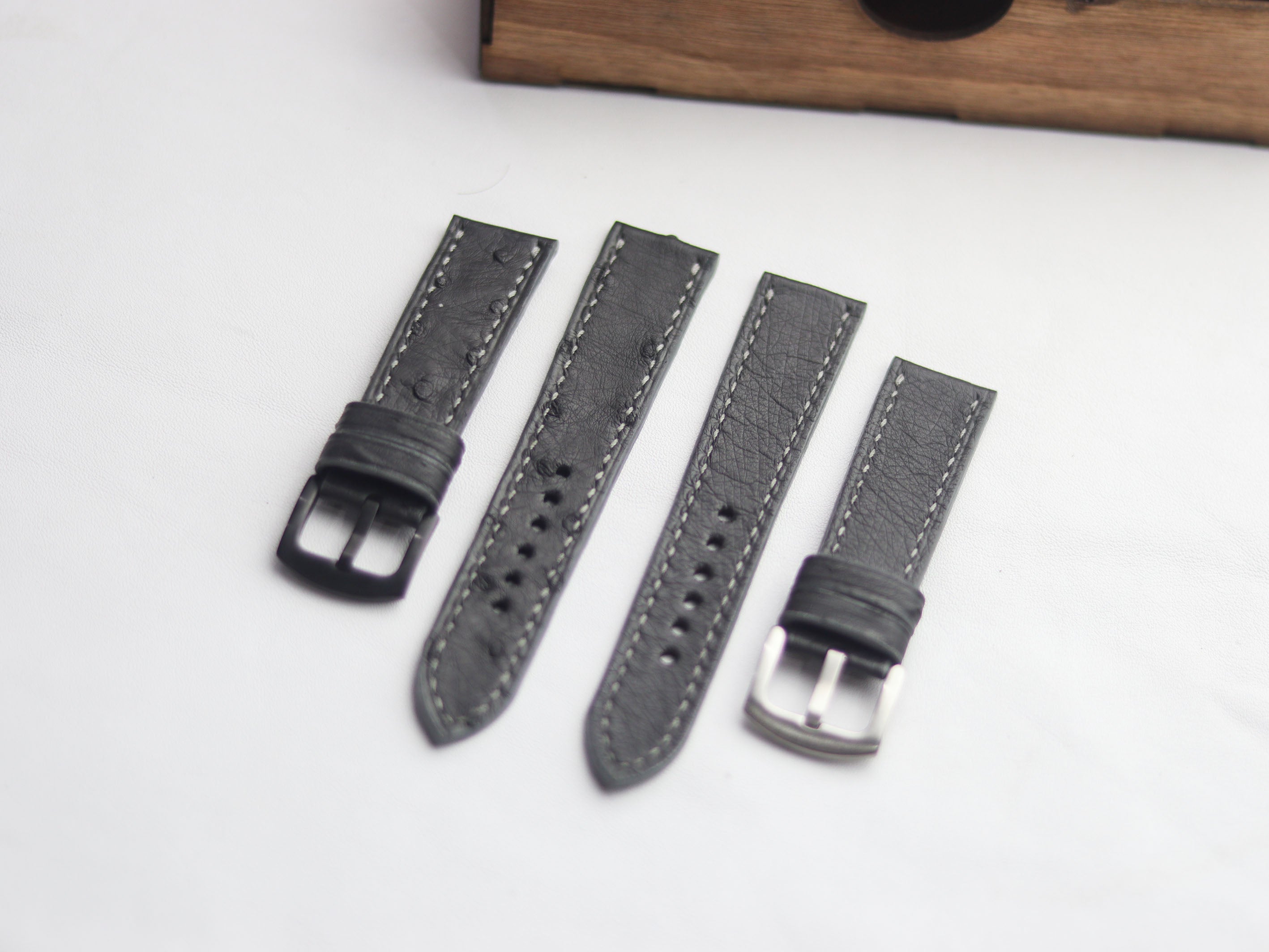 OSTRICH SKIN WATCH STRAPS - SHARK GRAY (NON-FOLLICLE)