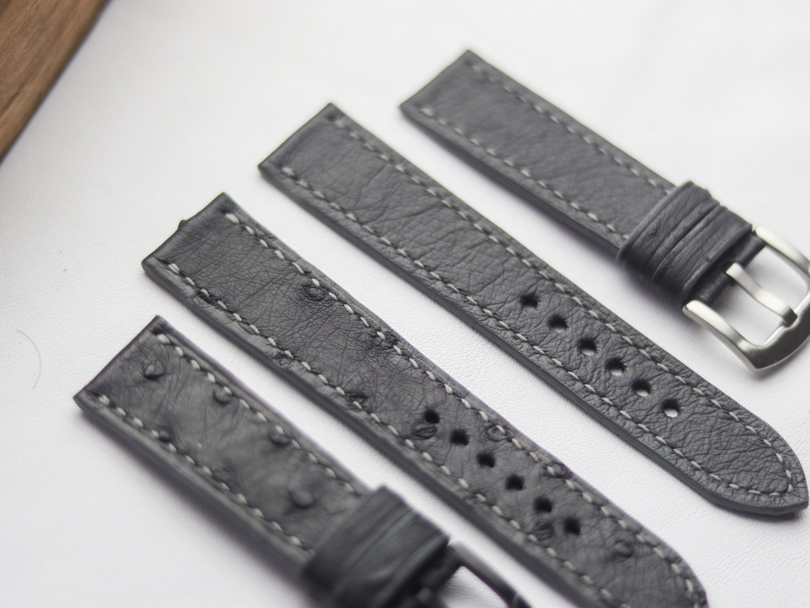 OSTRICH SKIN WATCH STRAPS - SHARK GRAY (FOLLICLE)