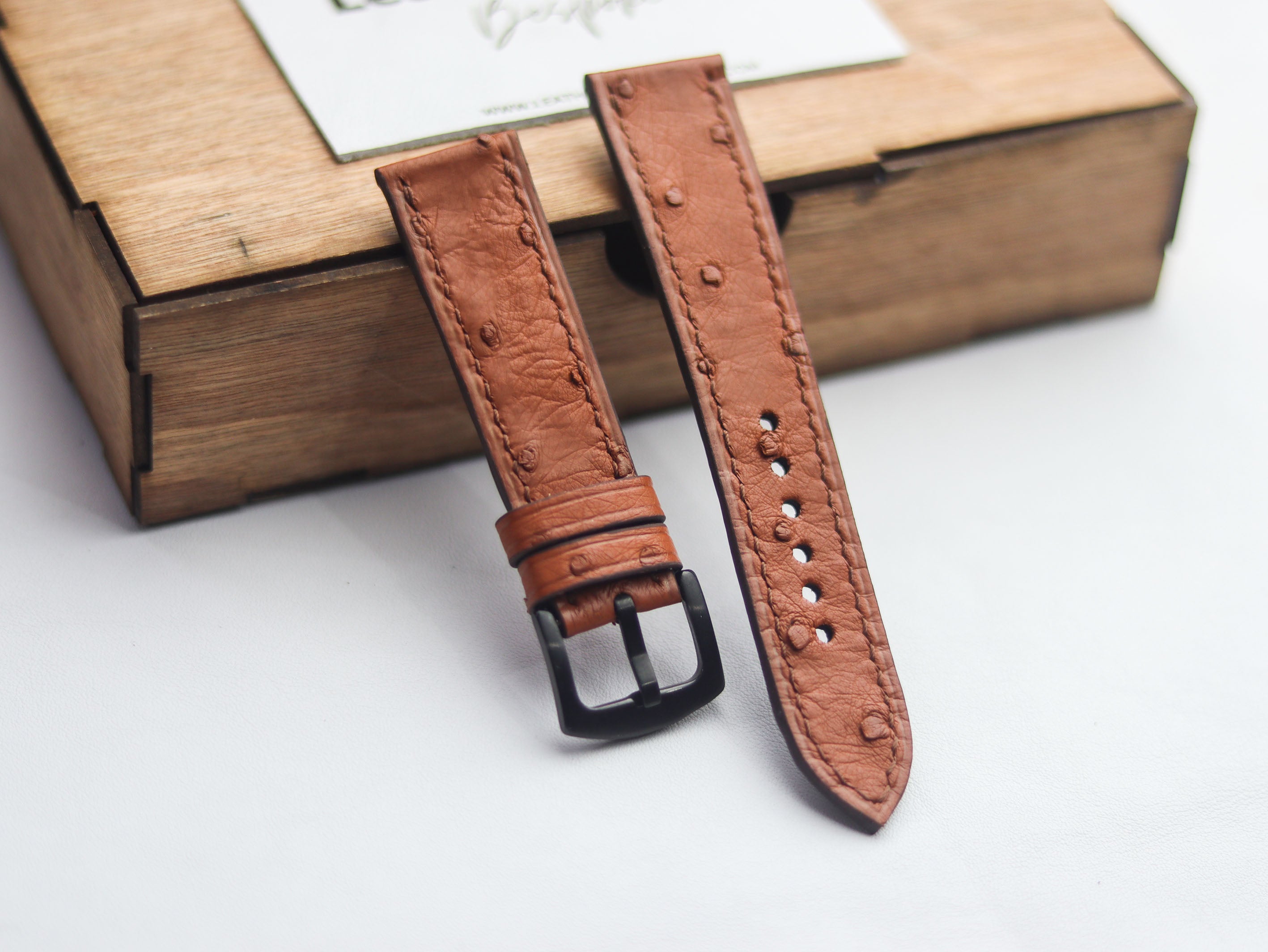 OSTRICH SKIN WATCH STRAPS - BRONZE BROWN (FOLLICLE)