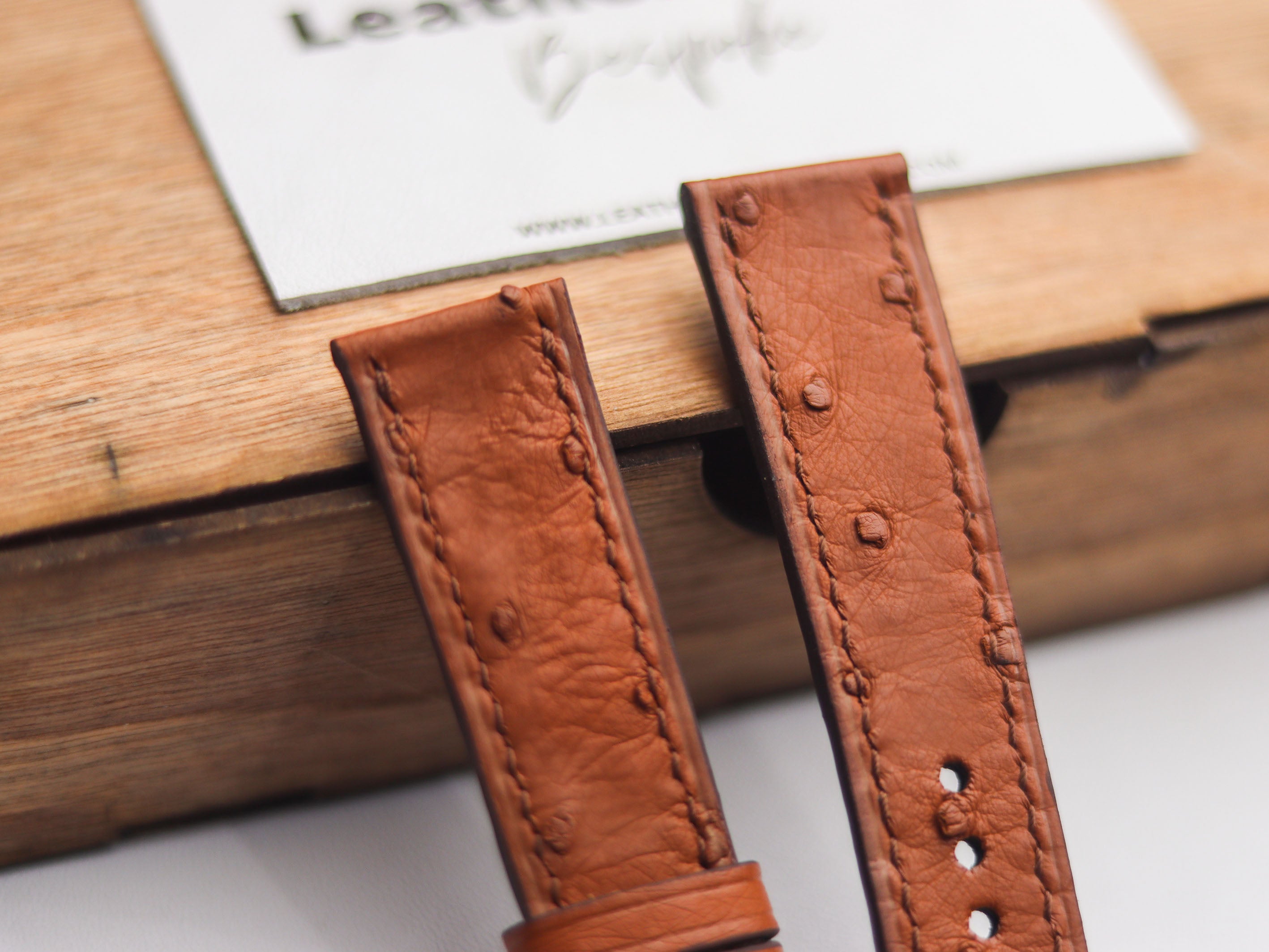 OSTRICH SKIN WATCH STRAPS - BRONZE BROWN (FOLLICLE)