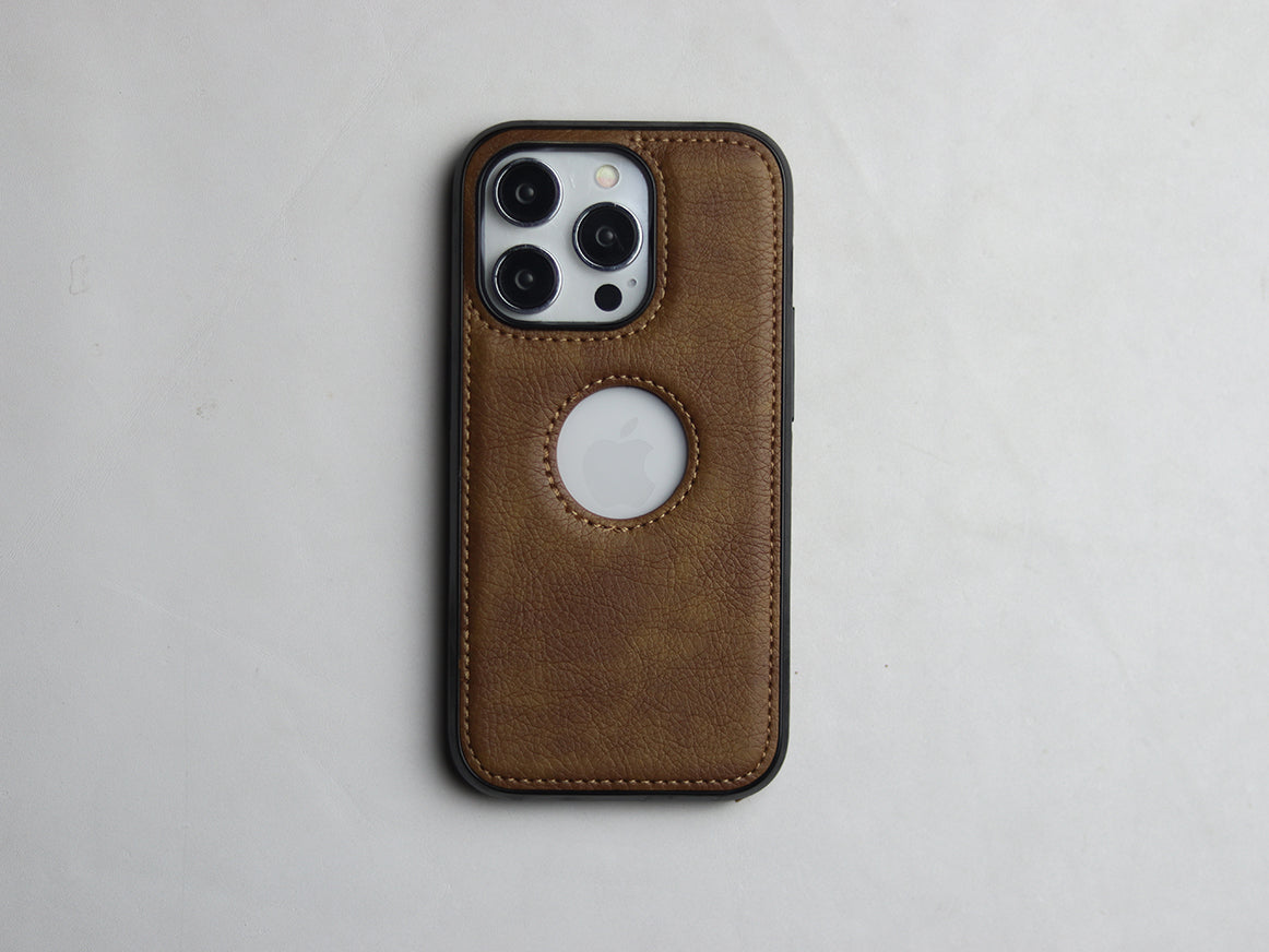 LEATHER PHONE CASE WITH APPLE LOGO - GRIP GADGETS