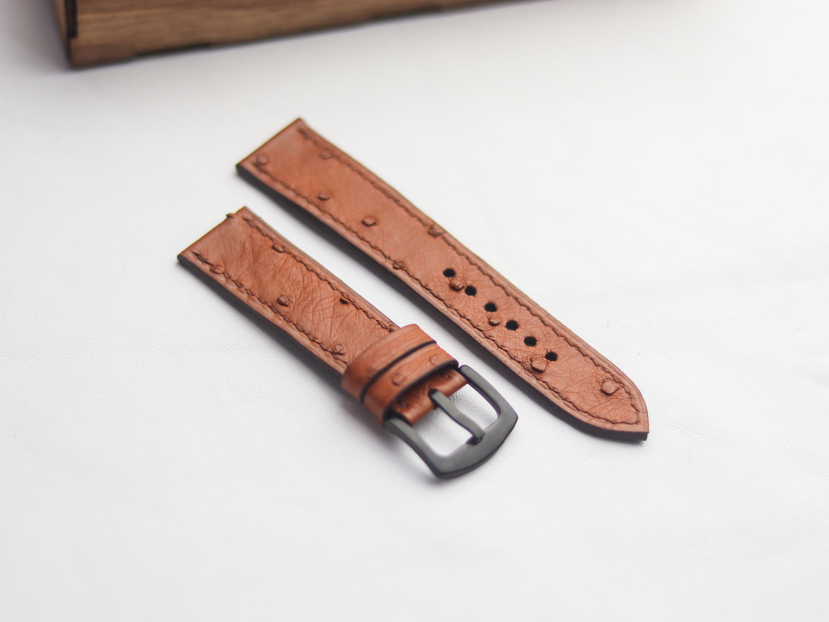 OSTRICH SKIN WATCH STRAPS - BRONZE BROWN (FOLLICLE)