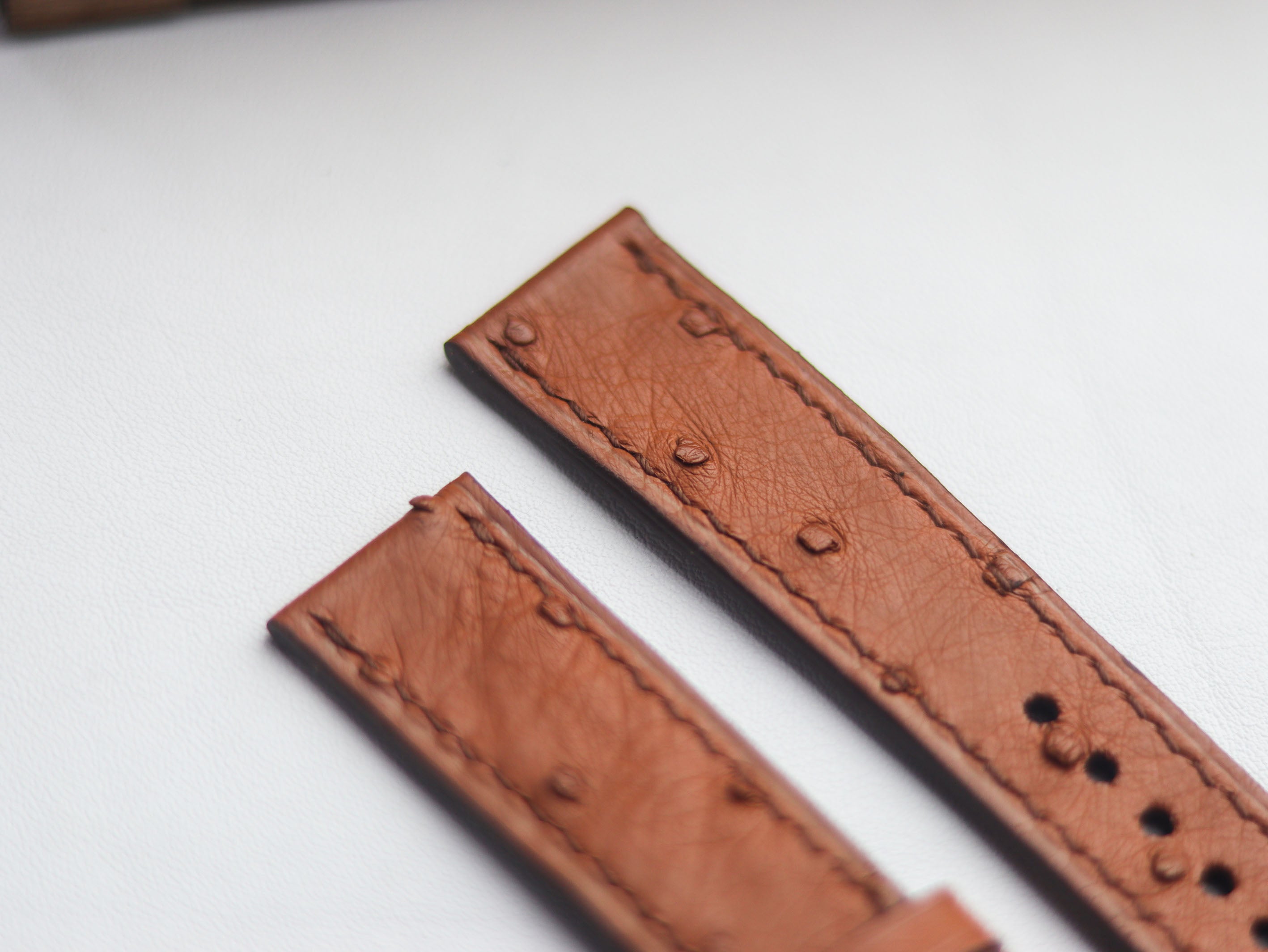 OSTRICH SKIN WATCH STRAPS - BRONZE BROWN (FOLLICLE)