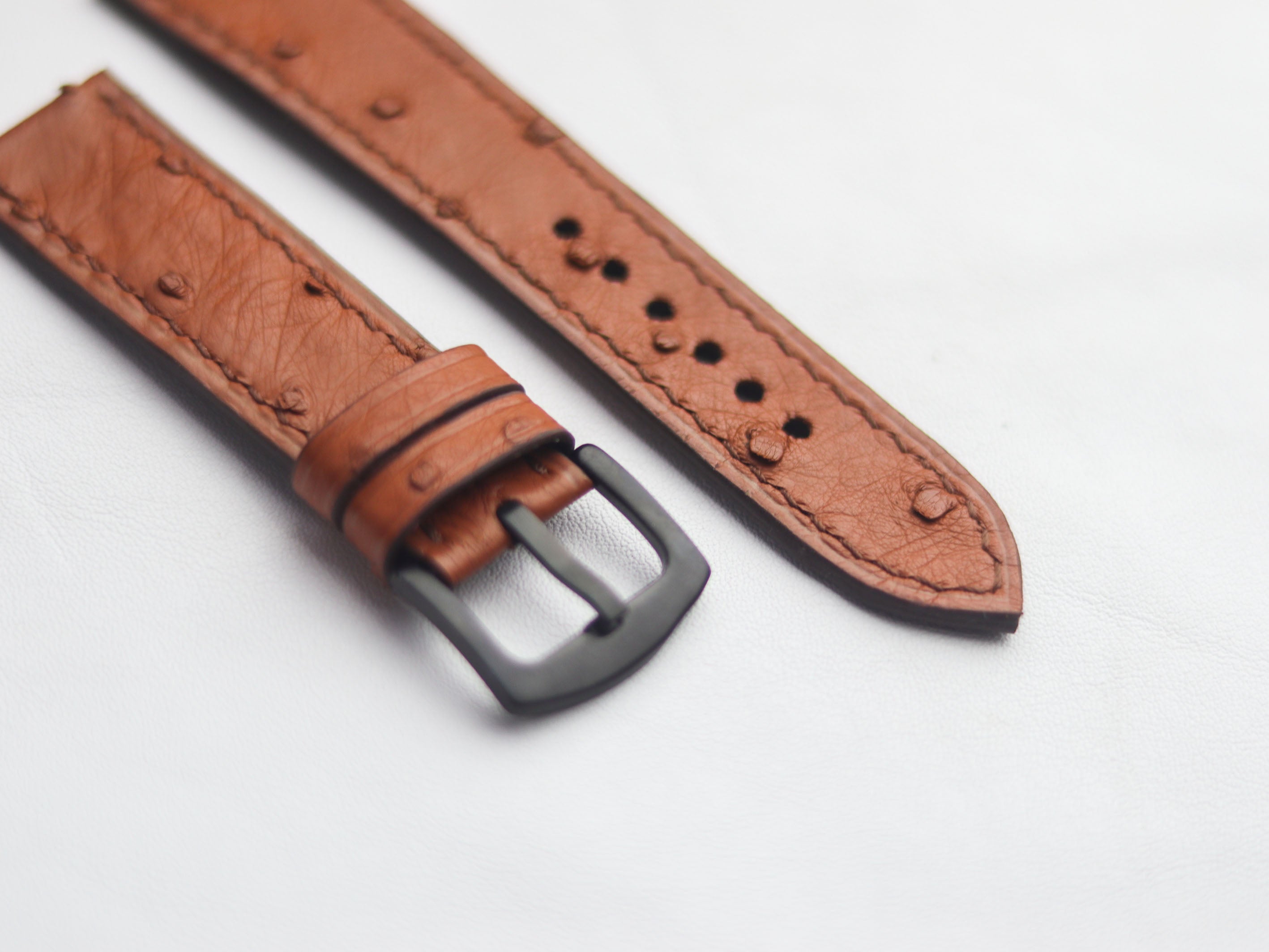 OSTRICH SKIN WATCH STRAPS - BRONZE BROWN (FOLLICLE)