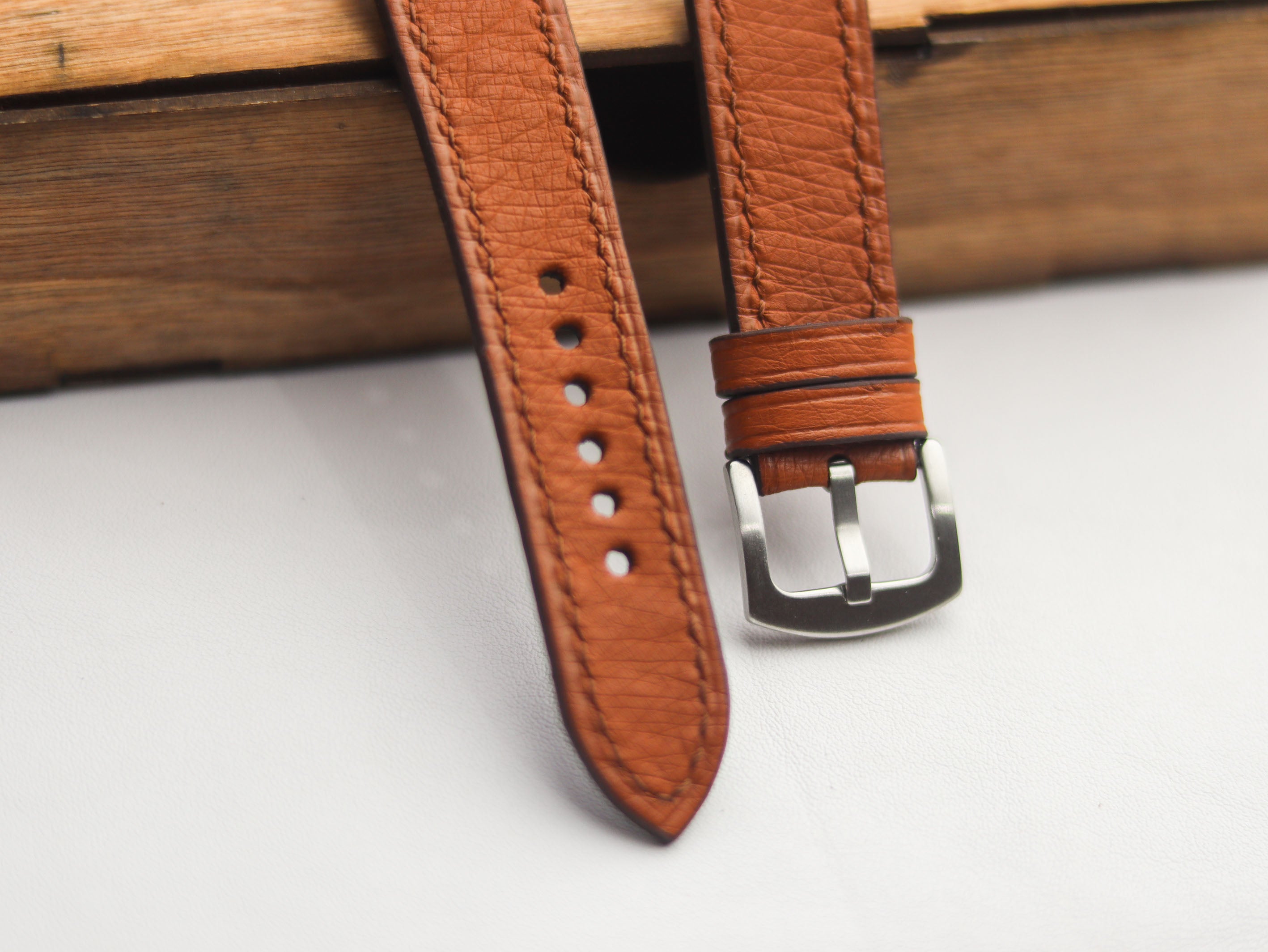 OSTRICH SKIN WATCH STRAPS - BRONZE BROWN (NON-FOLLICLE)