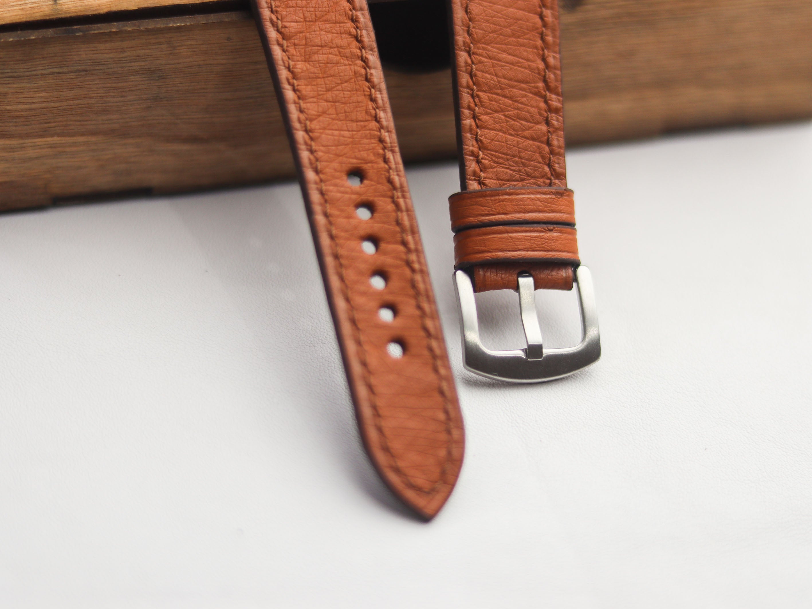 OSTRICH SKIN WATCH STRAPS - BRONZE BROWN (NON-FOLLICLE)