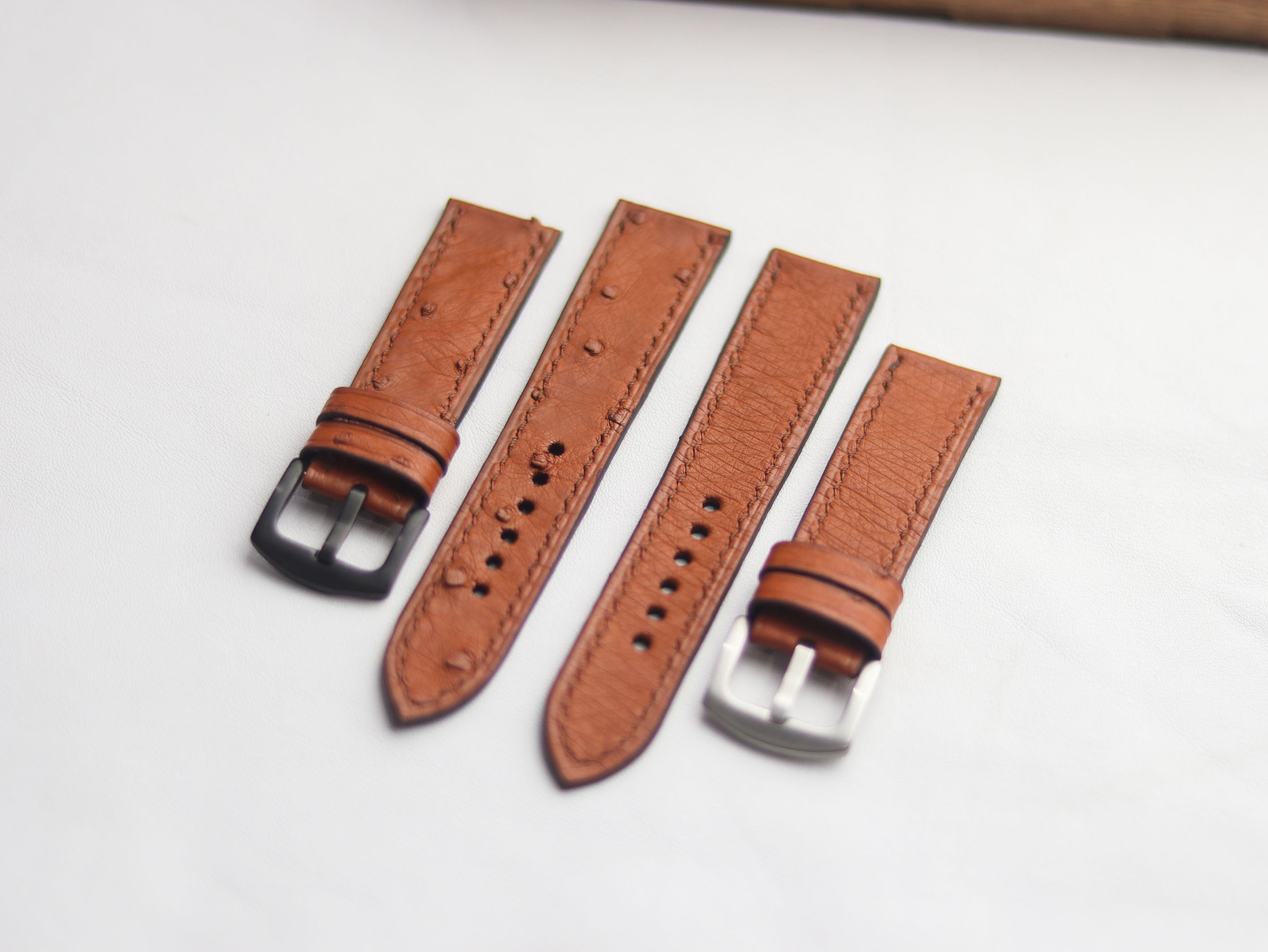 OSTRICH SKIN WATCH STRAPS - BRONZE BROWN (FOLLICLE)