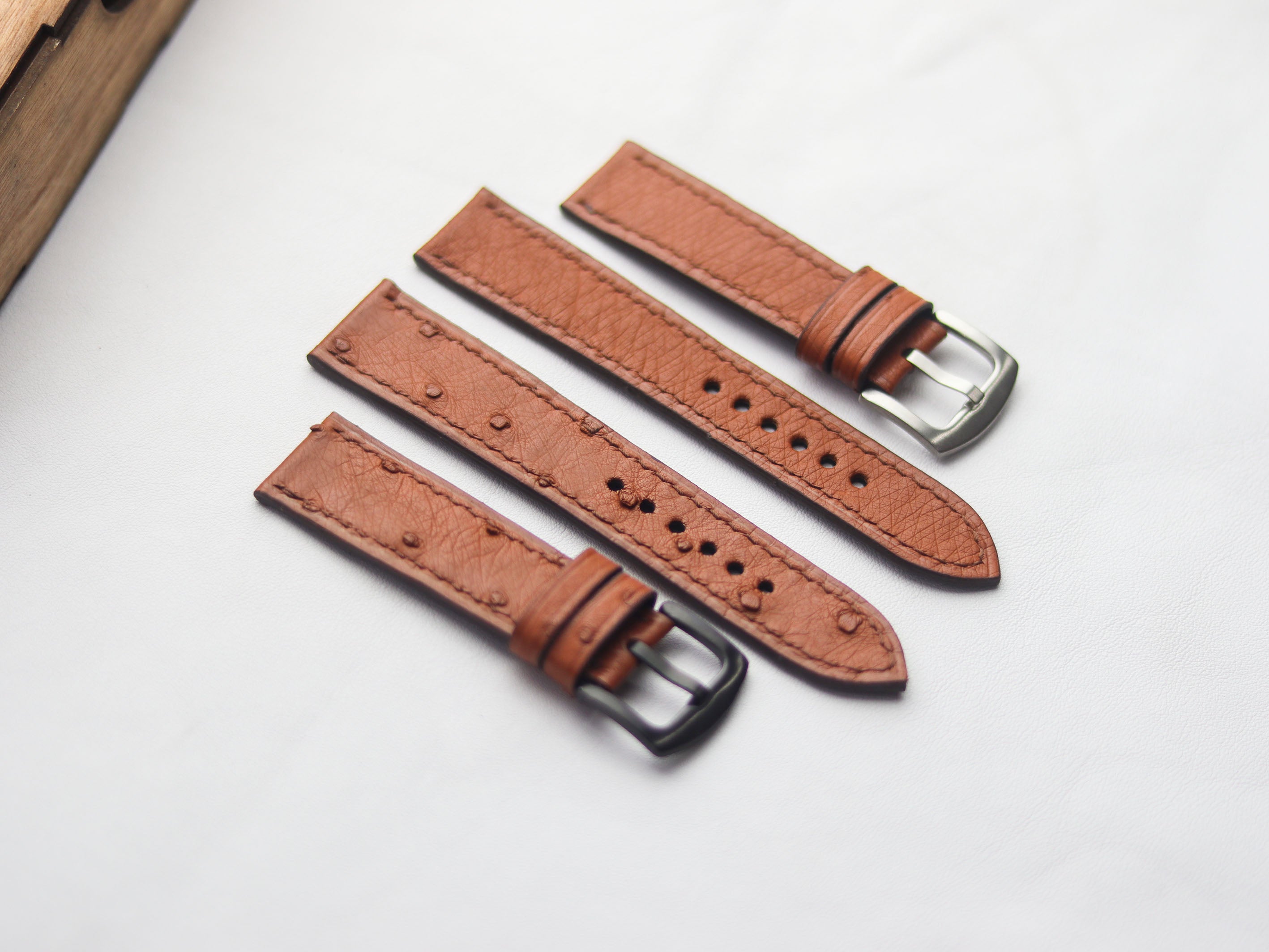 OSTRICH SKIN WATCH STRAPS - BRONZE BROWN (NON-FOLLICLE)