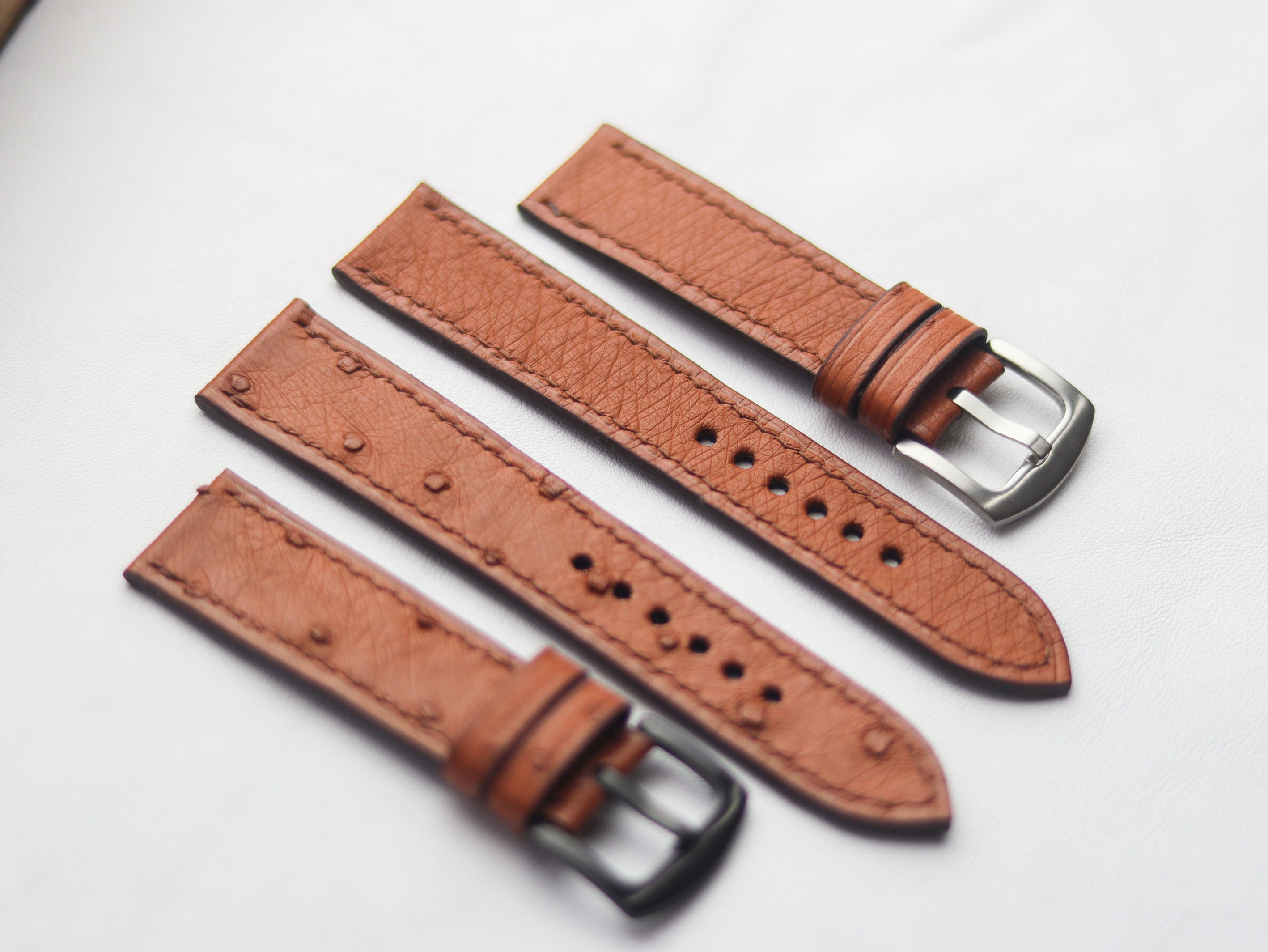 OSTRICH SKIN WATCH STRAPS - BRONZE BROWN (FOLLICLE)