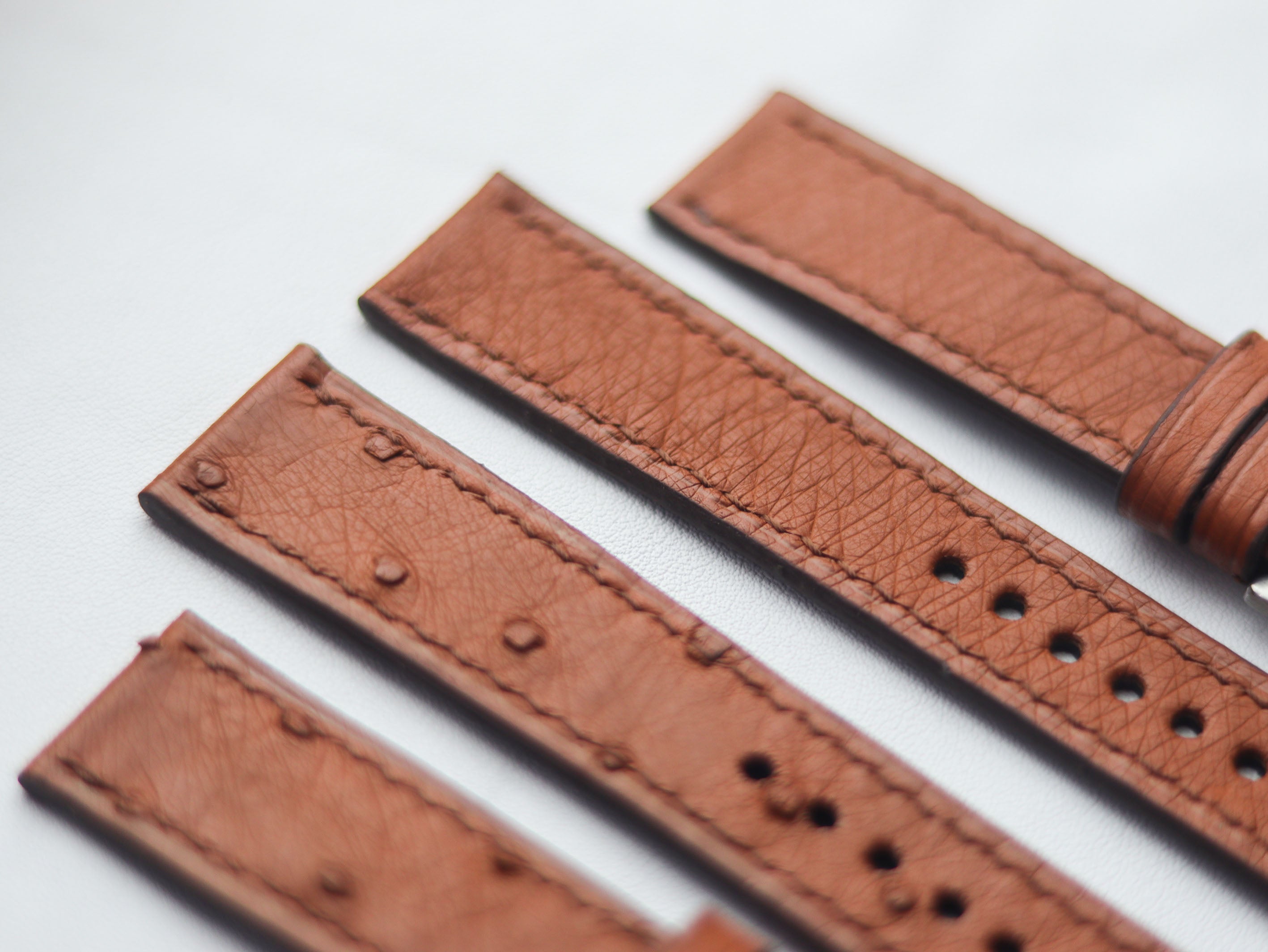 OSTRICH SKIN WATCH STRAPS - BRONZE BROWN (FOLLICLE)