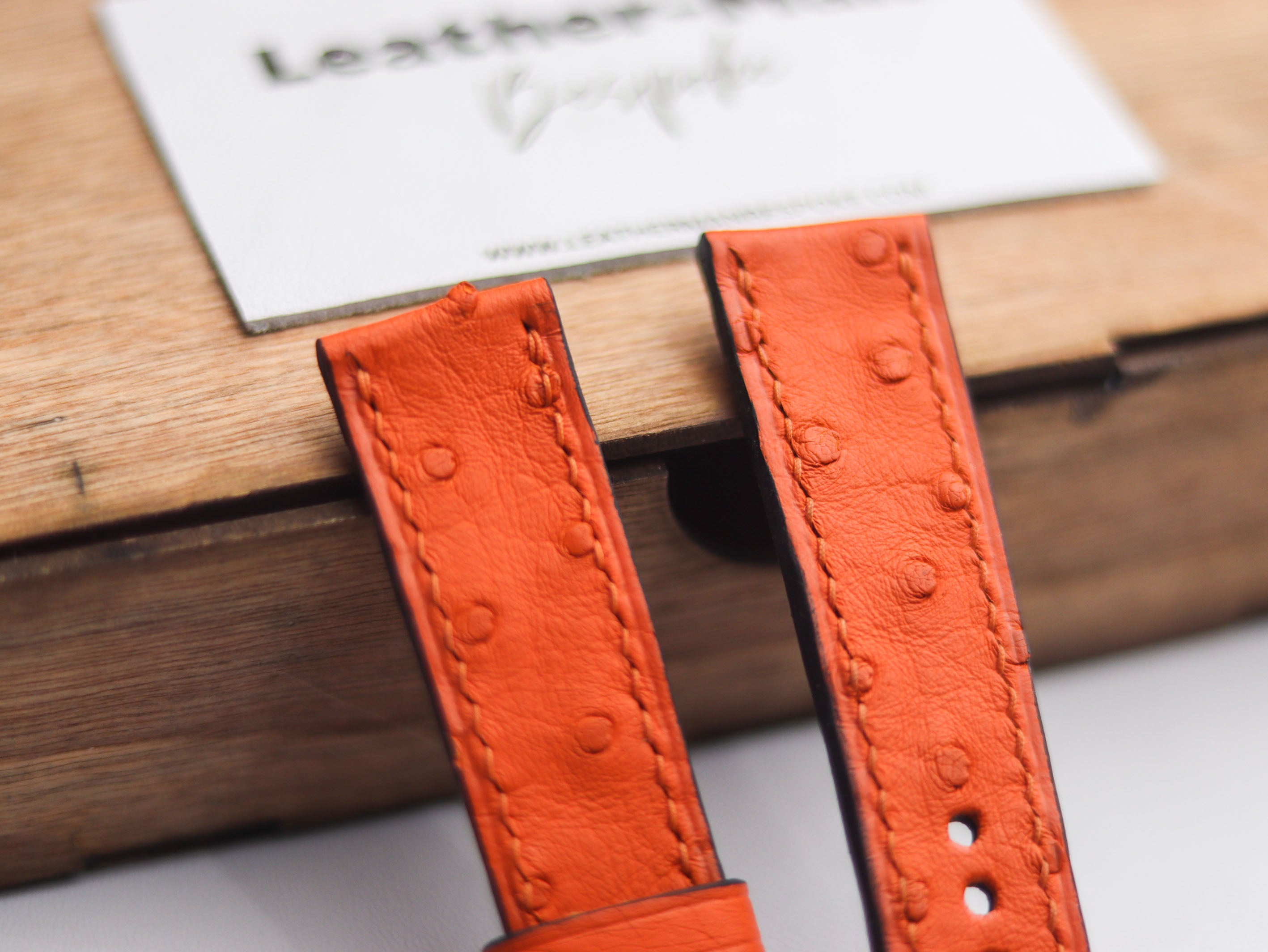 OSTRICH SKIN WATCH STRAPS - CARROT ORANGE (FOLLICLE)