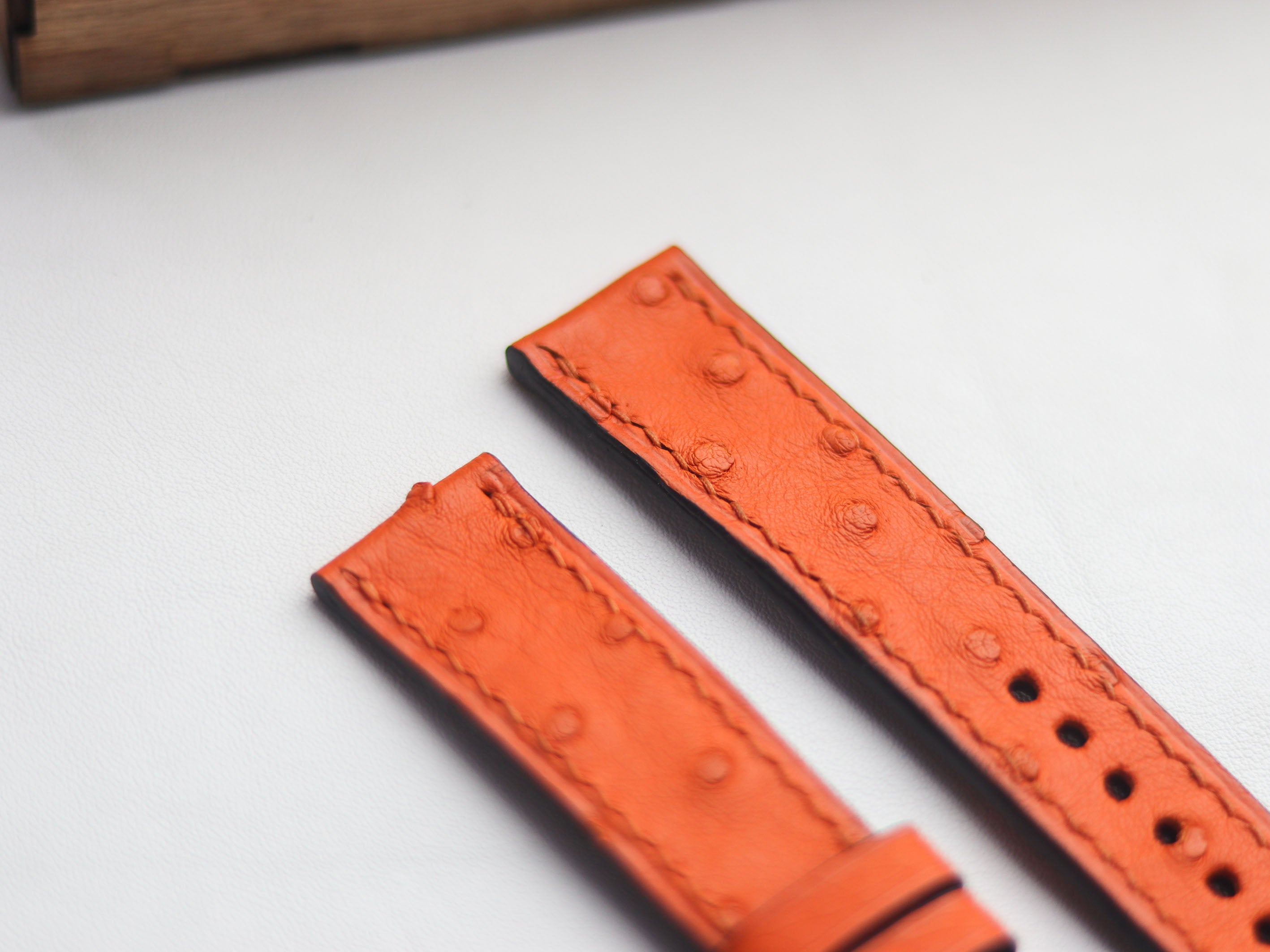 OSTRICH SKIN WATCH STRAPS - CARROT ORANGE (FOLLICLE)